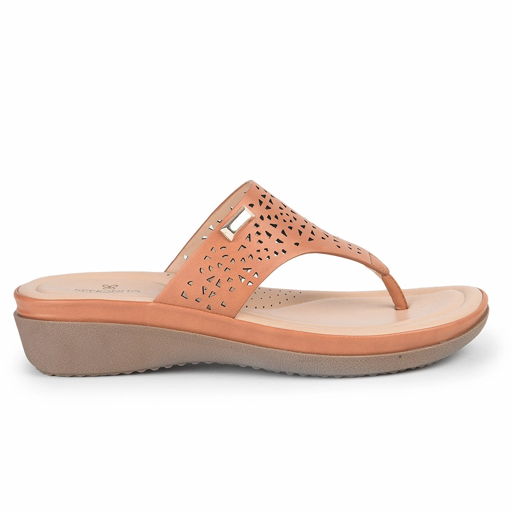 Senorita Casual (Tan) Thong Slipper For Women MMJ-513 By Liberty