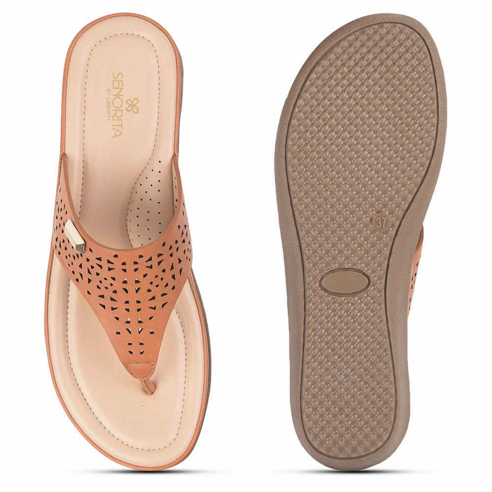 Senorita Casual (Tan) Thong Slipper For Women MMJ-513 By Liberty