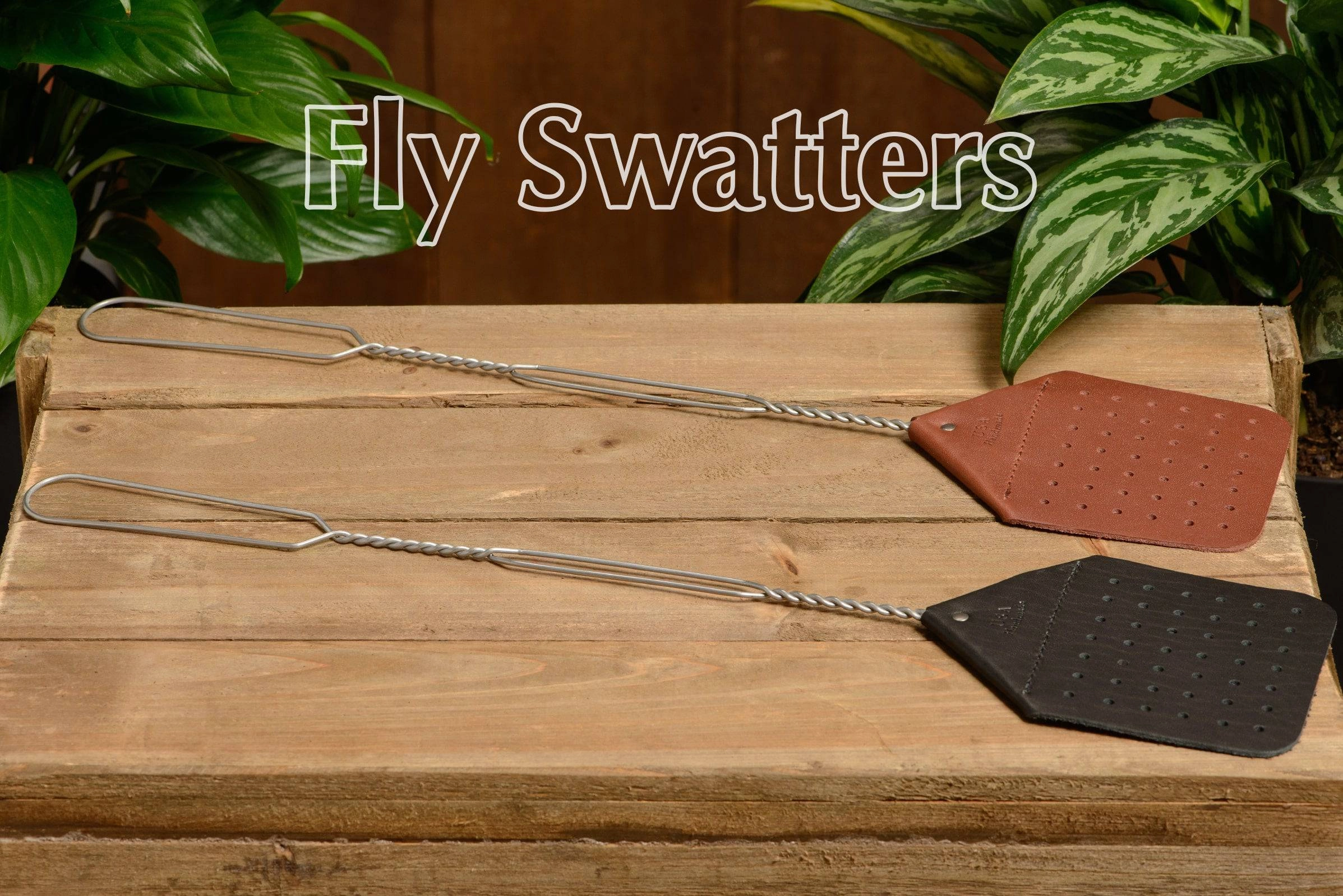SPECIAL OFFER Leather Fly Swatter With Wire Handle 2 Pack (Ships USPS Only)