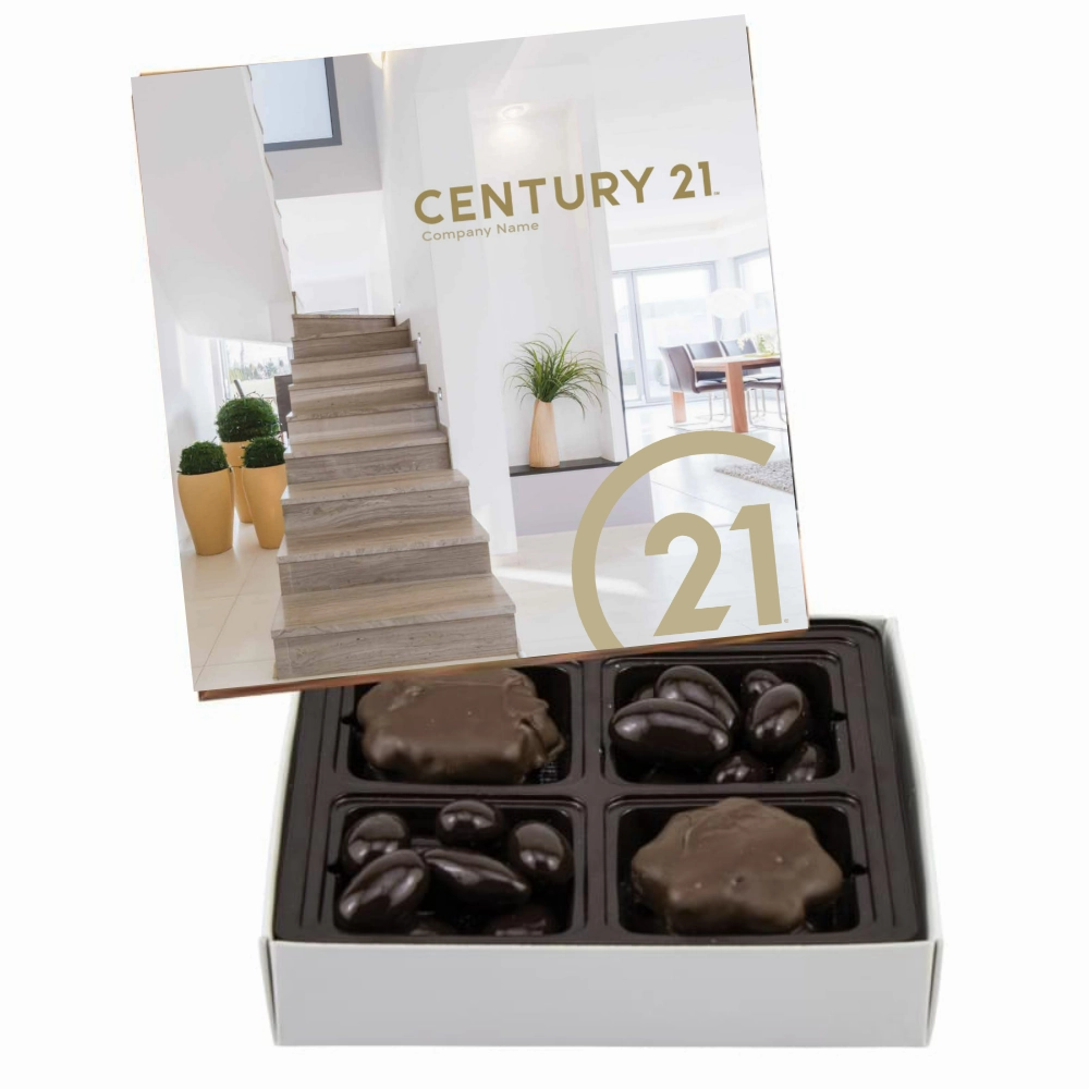 Square Custom Candy Box with Turtles   Chocolate Almonds - Your Logo