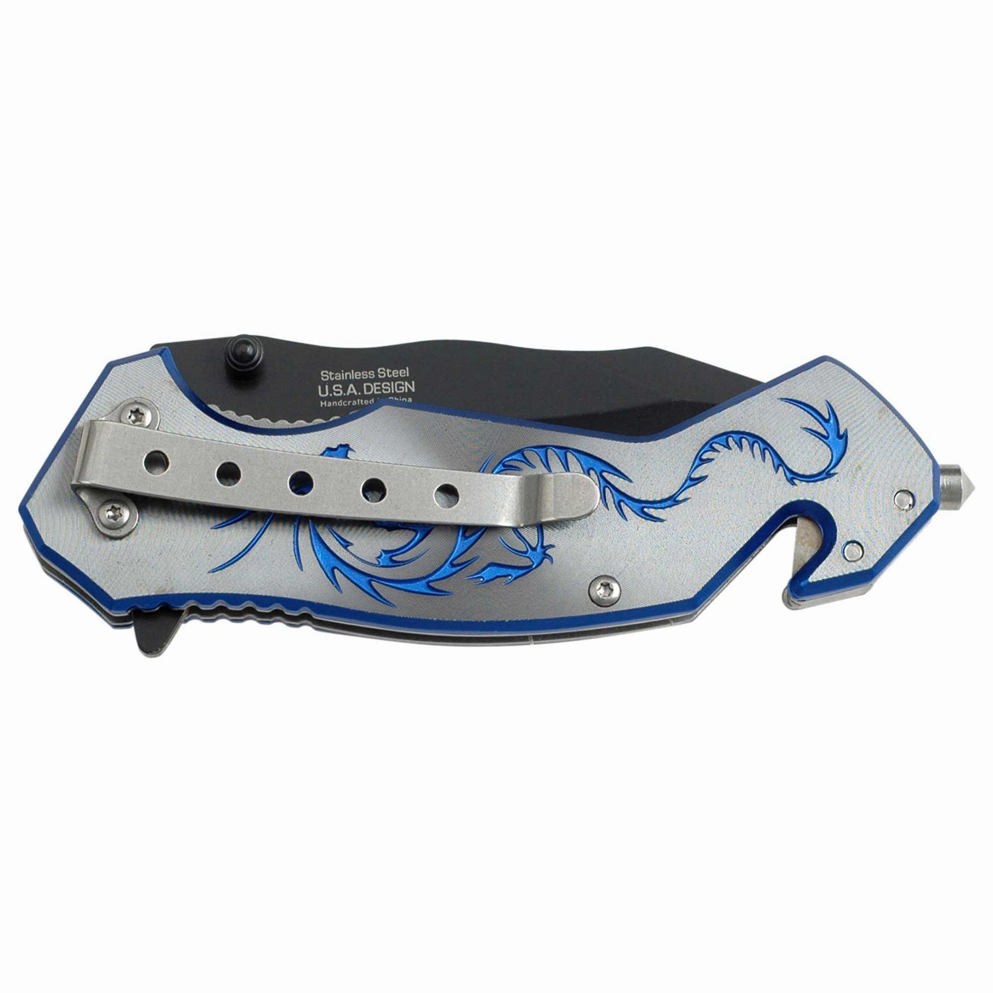 Tac-Force Folding Knife - Steel Blade Spring Assisted Aluminum Handle | TF-759GY