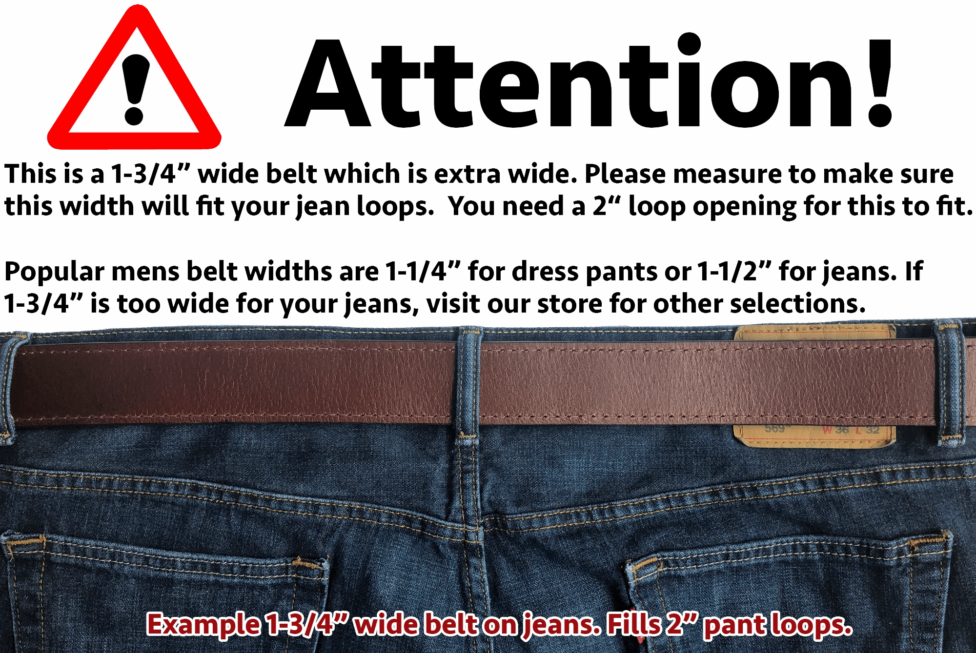 The Eastwood: Men's Brown Non Stitched Leather Belt Max Thick 1.75" Extra Wide