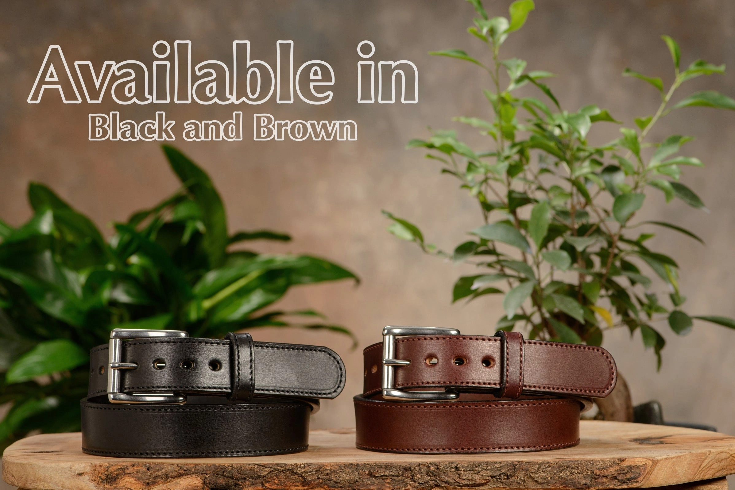 The Eastwood: Men's Brown Stitched Leather Belt Max Thick 1.50"