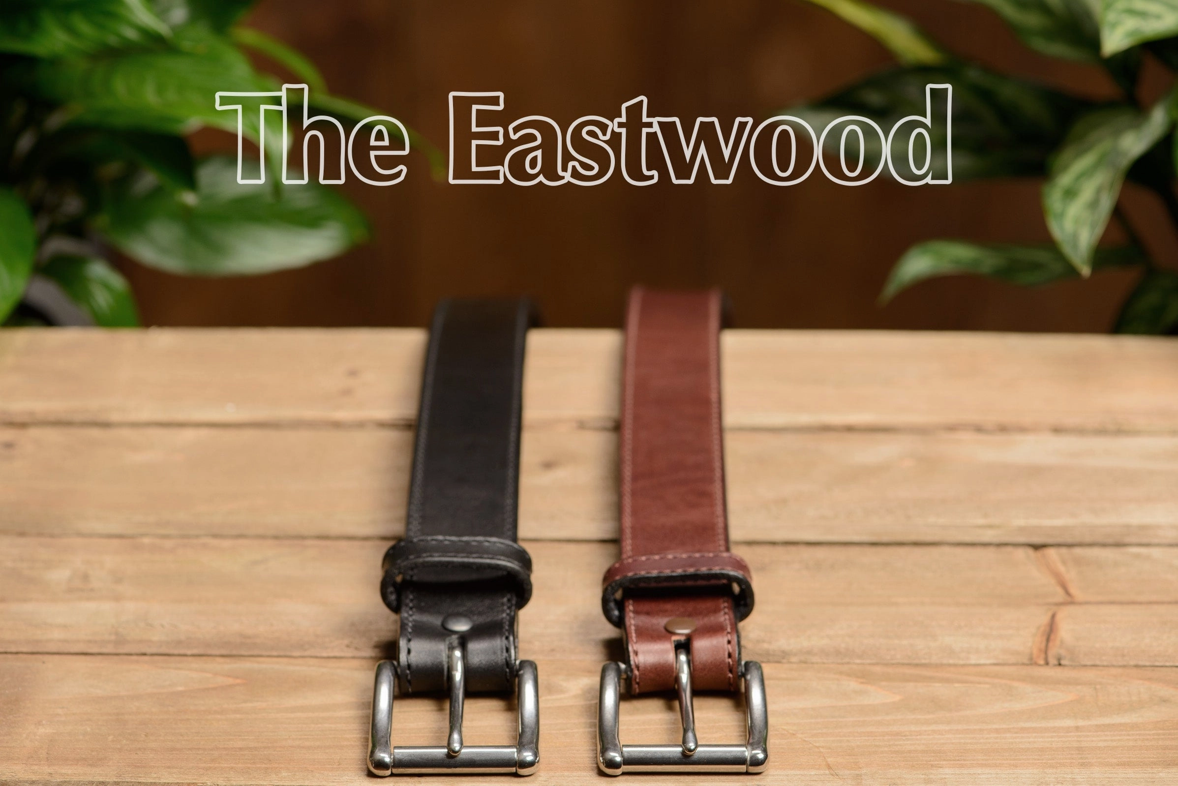 The Eastwood: Men's Brown Stitched Leather Belt Max Thick 1.50"