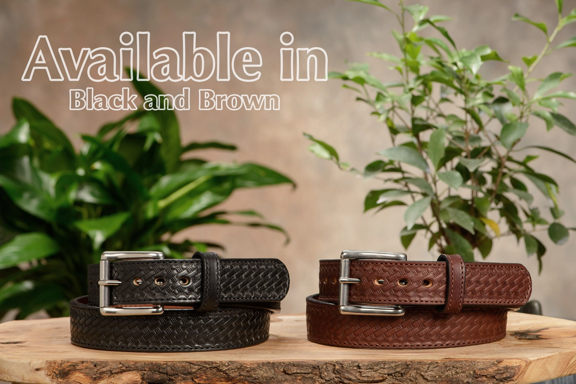 The Norris: Brown Stitched Basket Weave Max Thick With Steel Core 1.50"