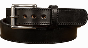 The Norris: Men's Black Stitched Leather Belt Max Thick With Steel Core 1.50"