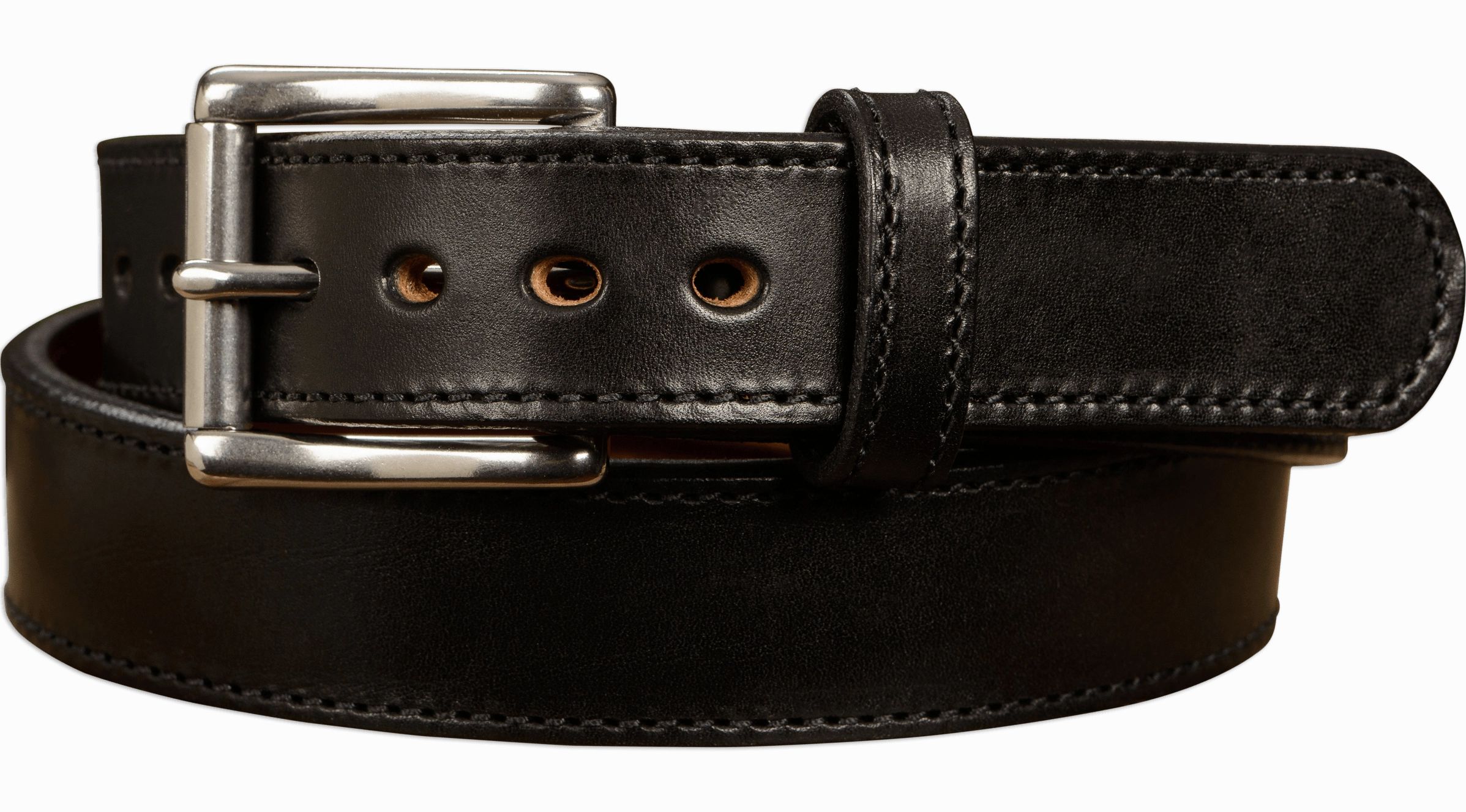 The Norris: Men's Black Stitched Leather Belt Max Thick With Steel Core 1.50"