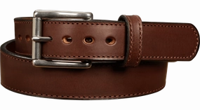 The Norris: Men's Brown Stitched Leather Belt Max Thick With Steel Core 1.50"