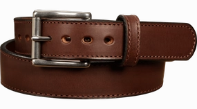 The Norris: Men's Brown Stitched Leather Belt Max Thick With Steel Core 1.50"