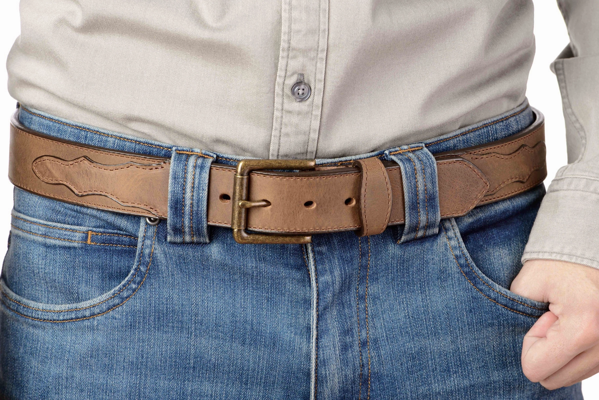 The Rockefeller: Rustic Tan Stitched Oil Tanned With Scalloped Ends 1.50"
