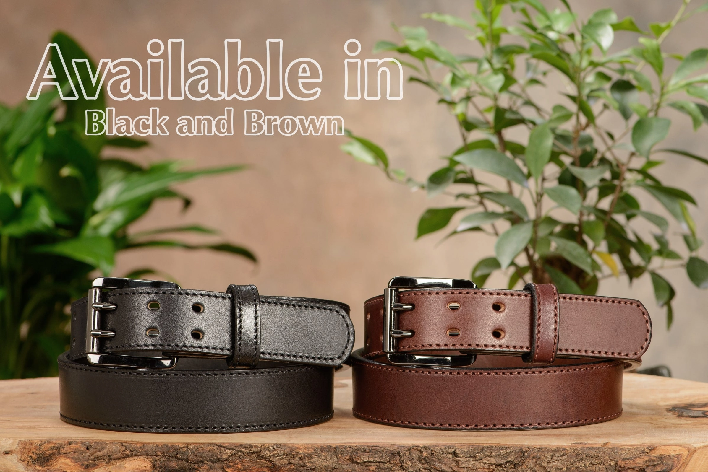 The Viper: Men's Black Stitched Leather Belt With Double Prong Gunmetal Buckle - 1.50" Max