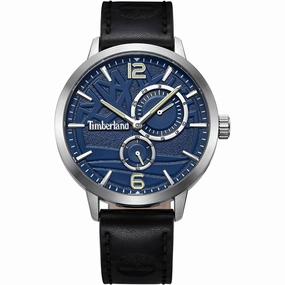 Timberland Men's Watch - Quartz Blue Dial Black Genuine Leather Strap | TDWGF2182101