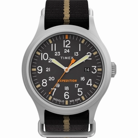 Timex Men's Quartz Watch - Expedition Sierra Black and Brown Fabric Strap | TW2V07800