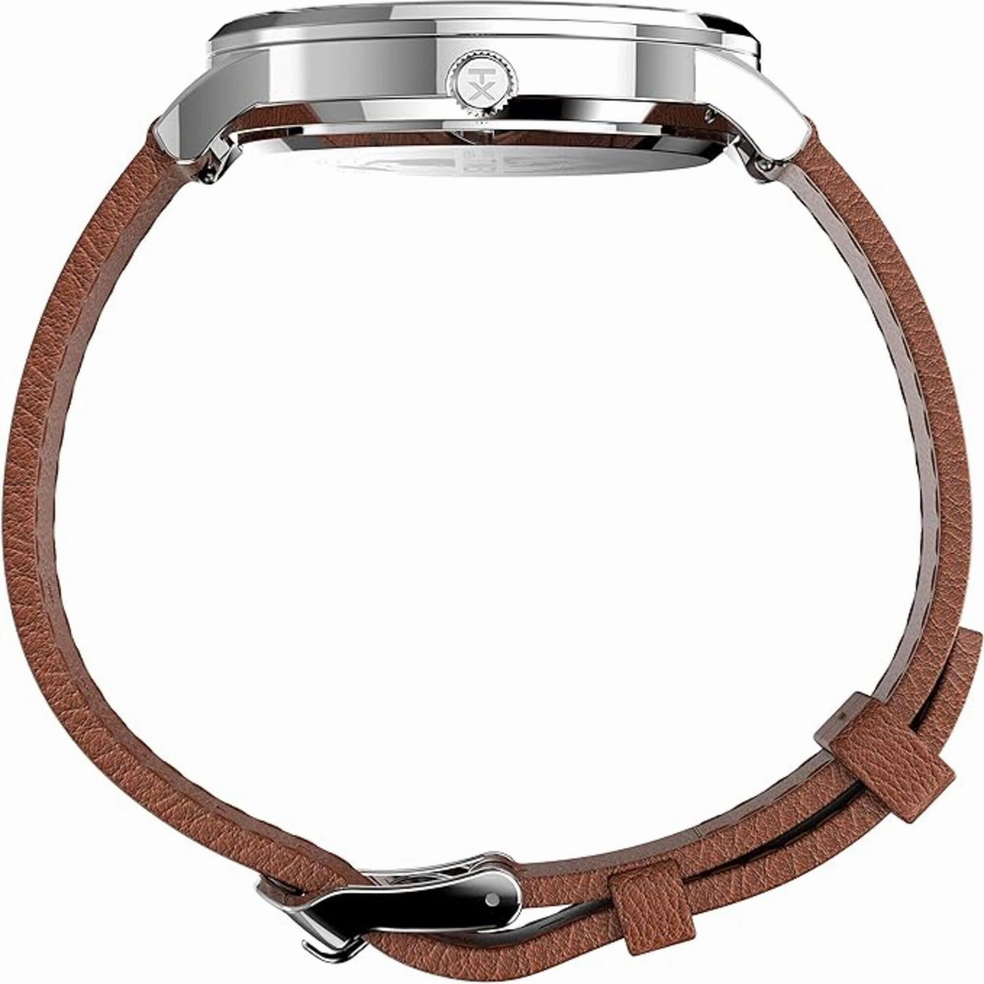 Timex Men's Watch - Waterbury Date Display White Dial Leather Strap | TW2V46500VQ