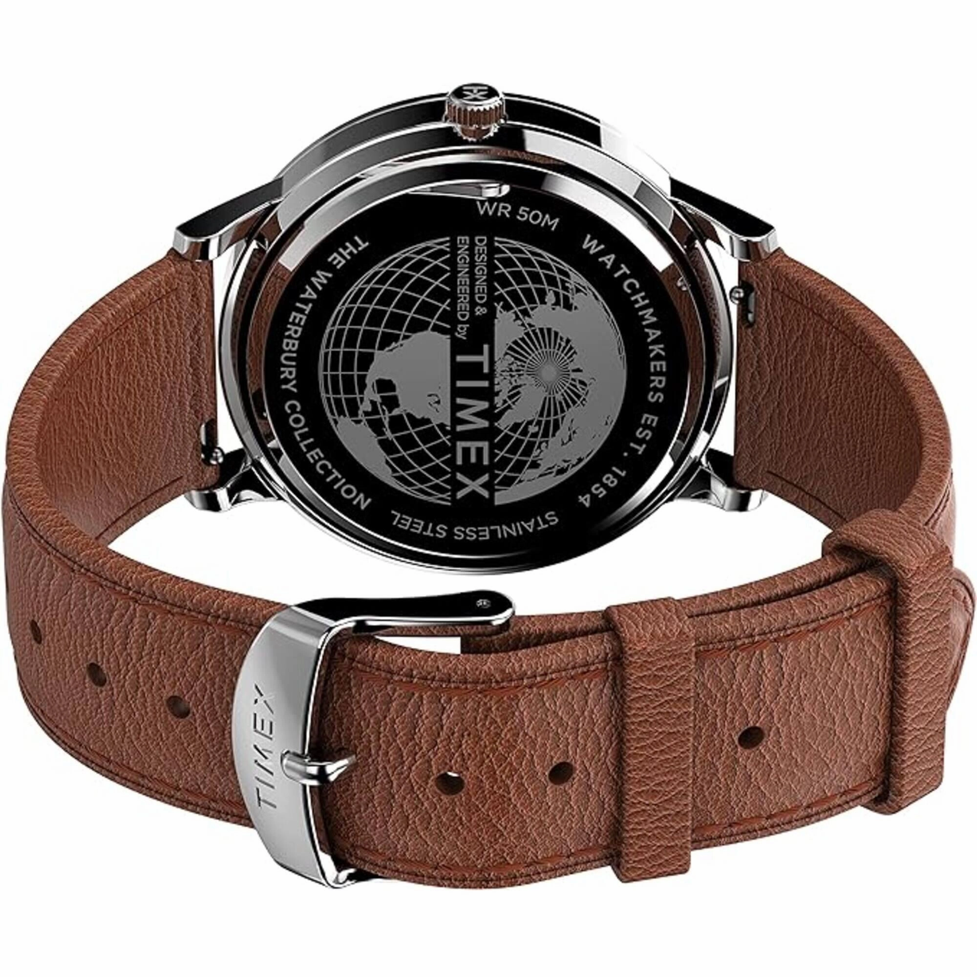 Timex Men's Watch - Waterbury Date Display White Dial Leather Strap | TW2V46500VQ