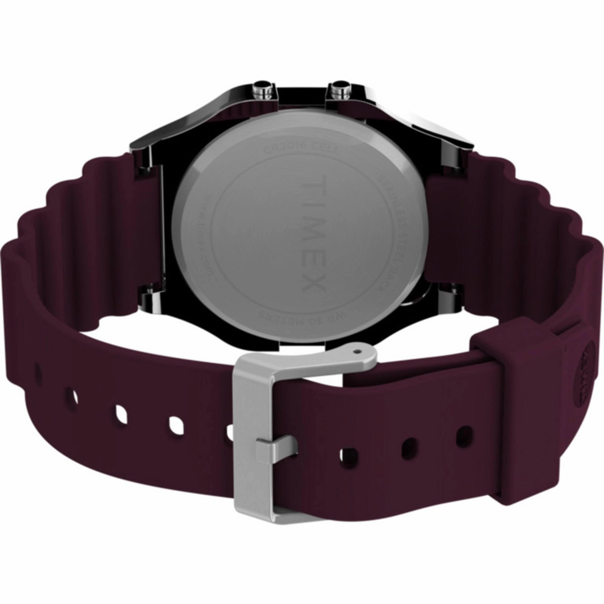 Timex Women's Digital Watch - T80 Alarm Date Display Burgundy Strap | TW2V41300YB