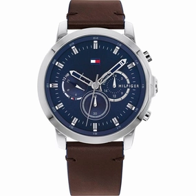 Tommy Hilfiger Men's Watch - Jameson Chronograph Blue Dial Brown Strap | 1791797