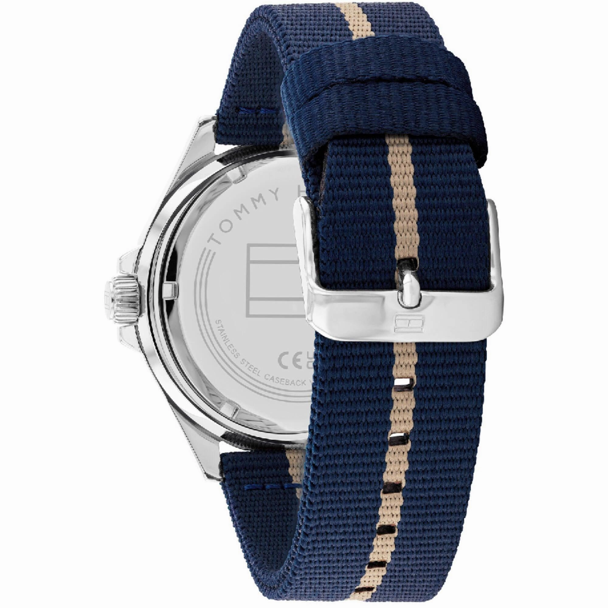 Tommy Hilfiger Men's Watch - Logan Fixed Bezel Blue and Beige Fabric Strap | 1792011