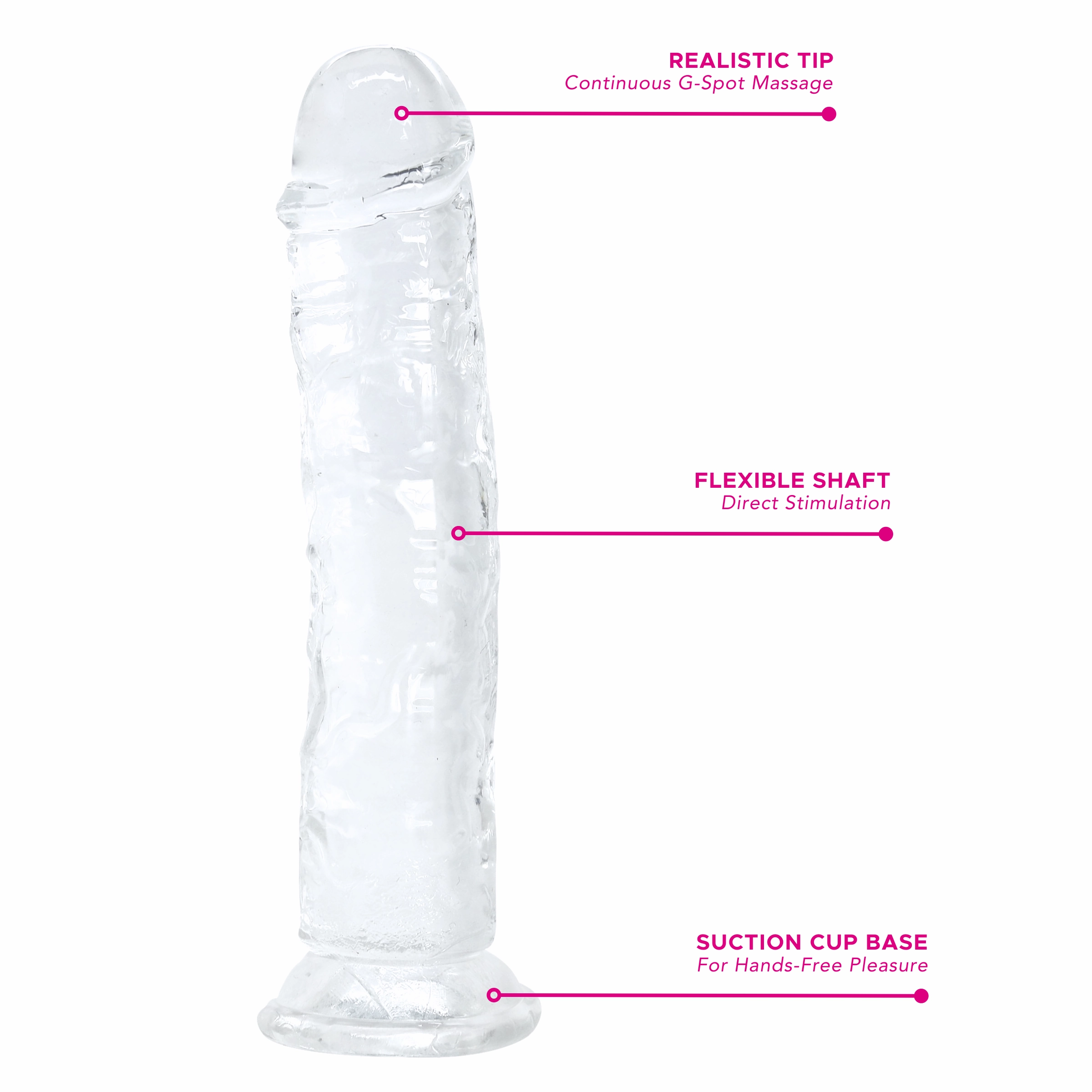 Ultra Lifelike Clear Suction Cup Dildo For Hands-Free Riding