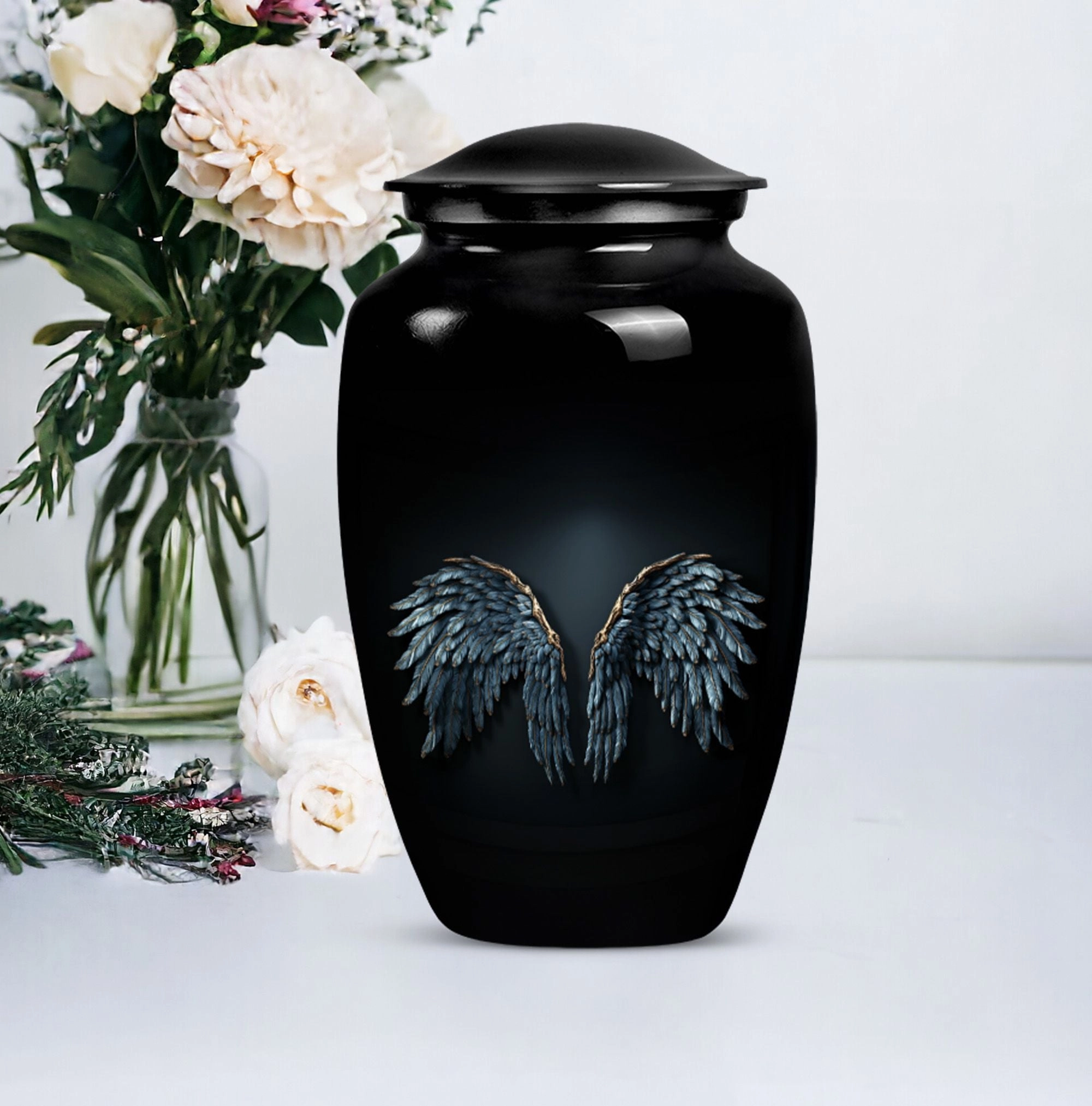 Wings Blue Urn - Memorial Butterfly Tribute for Human Ashes