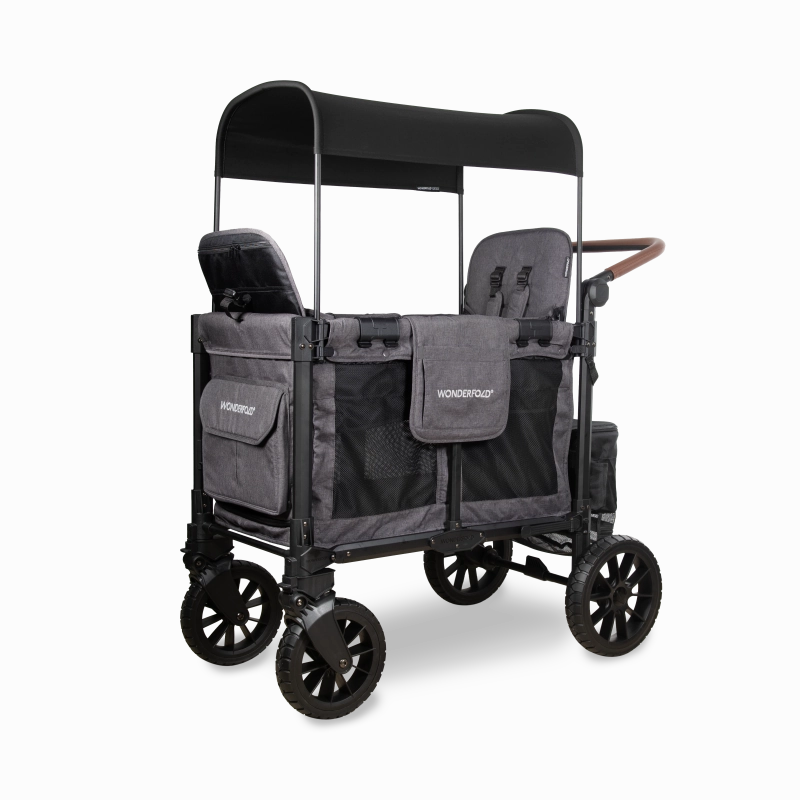 Wonderfold W2 Luxe Pro (2-Seater) Double Seater Stroller Wagon (Charcoal Gray)