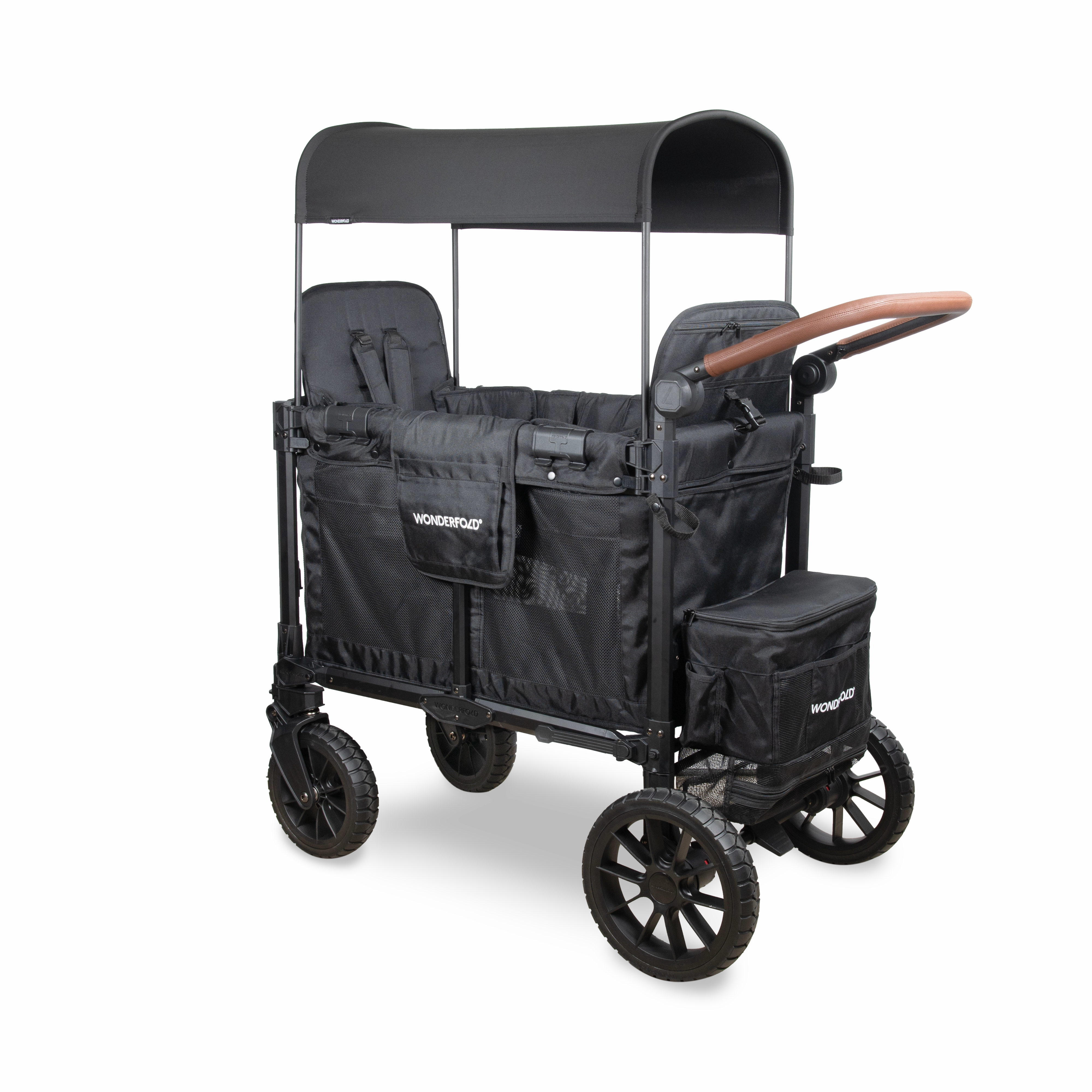 Wonderfold W2 Luxe Pro (2-Seater) Double Seater Stroller Wagon (Jet Black)