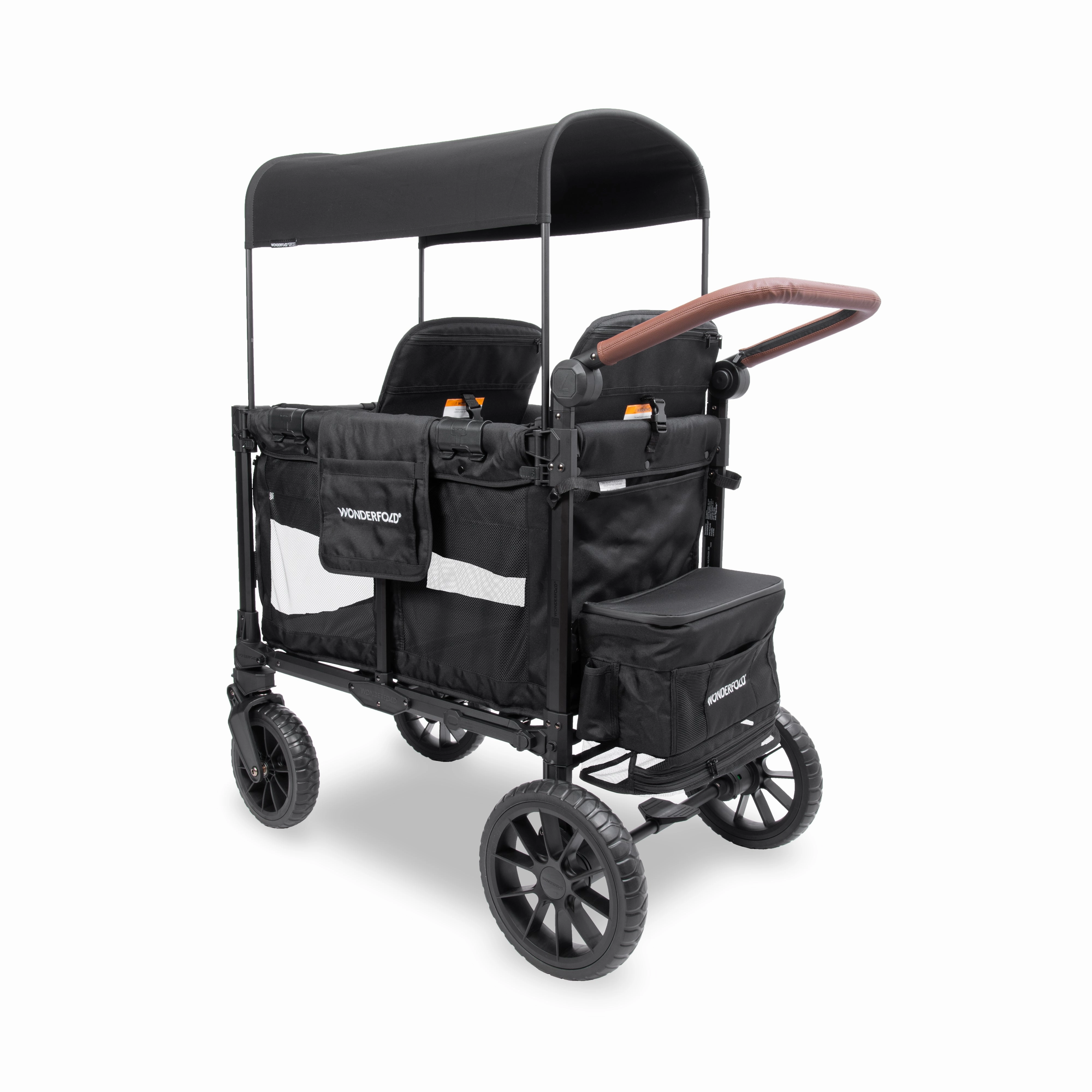 Wonderfold W2 Luxe Pro (2-Seater) Double Seater Stroller Wagon (Jet Black)