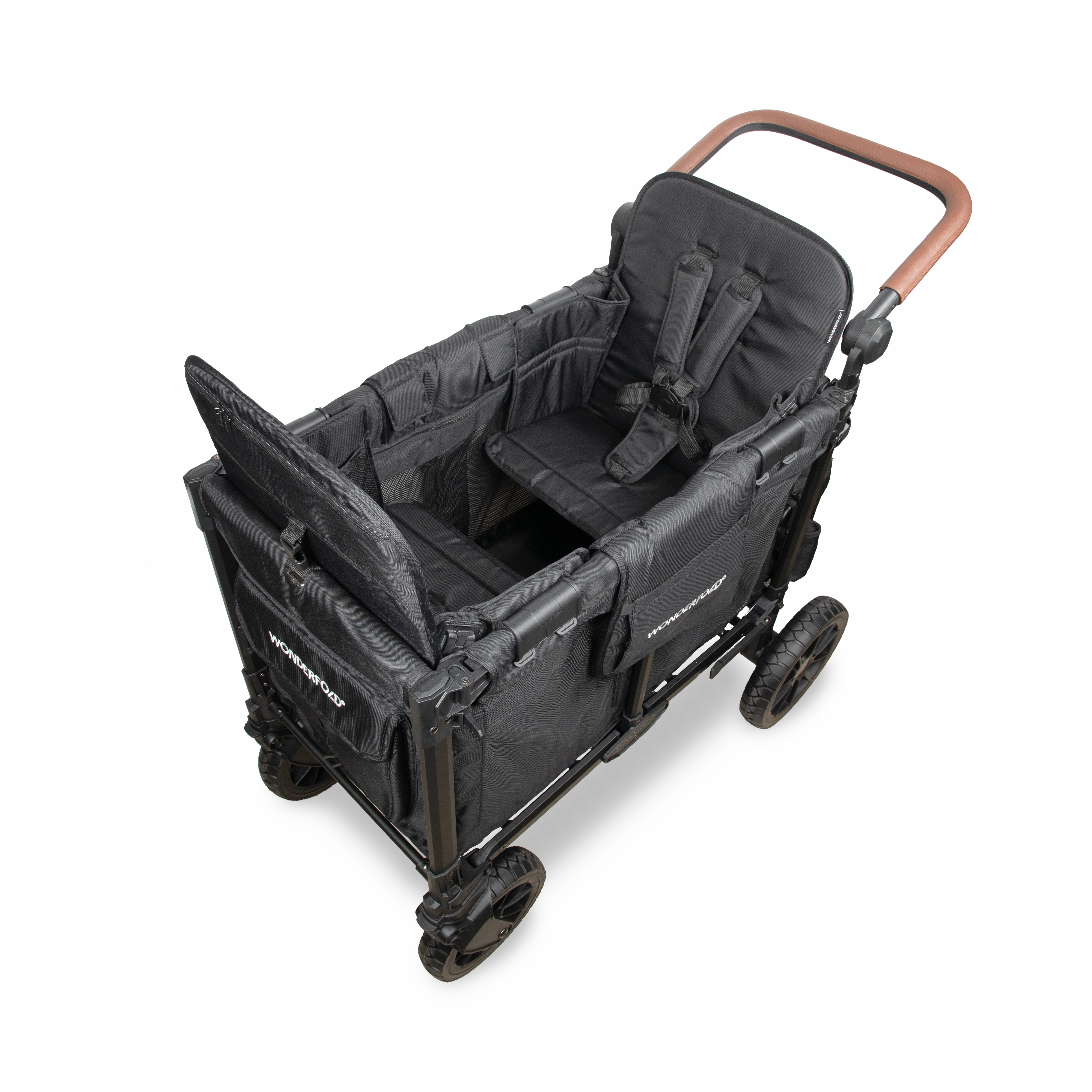 Wonderfold W2 Luxe Pro (2-Seater) Double Seater Stroller Wagon (Jet Black)