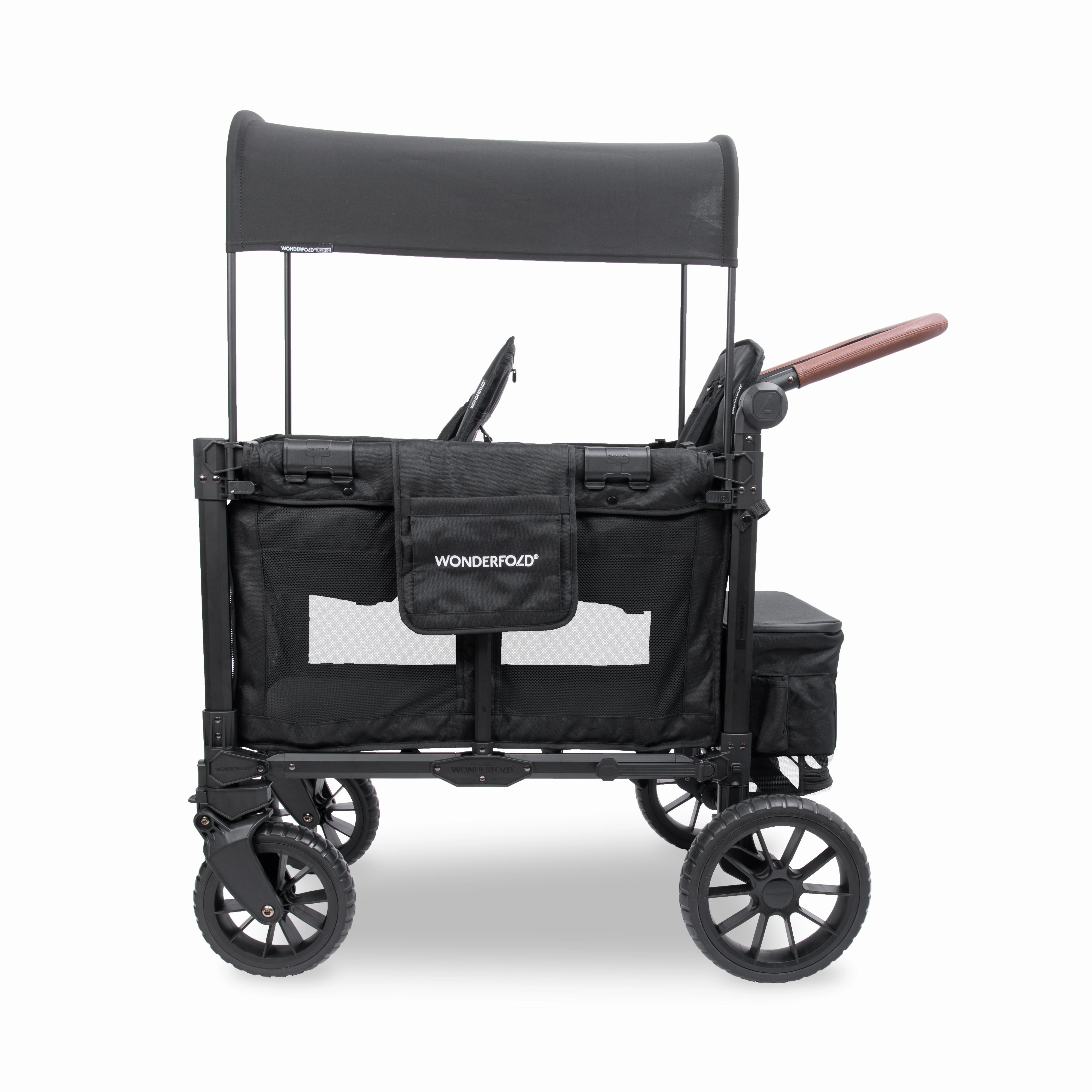 Wonderfold W2 Luxe Pro (2-Seater) Double Seater Stroller Wagon (Jet Black)