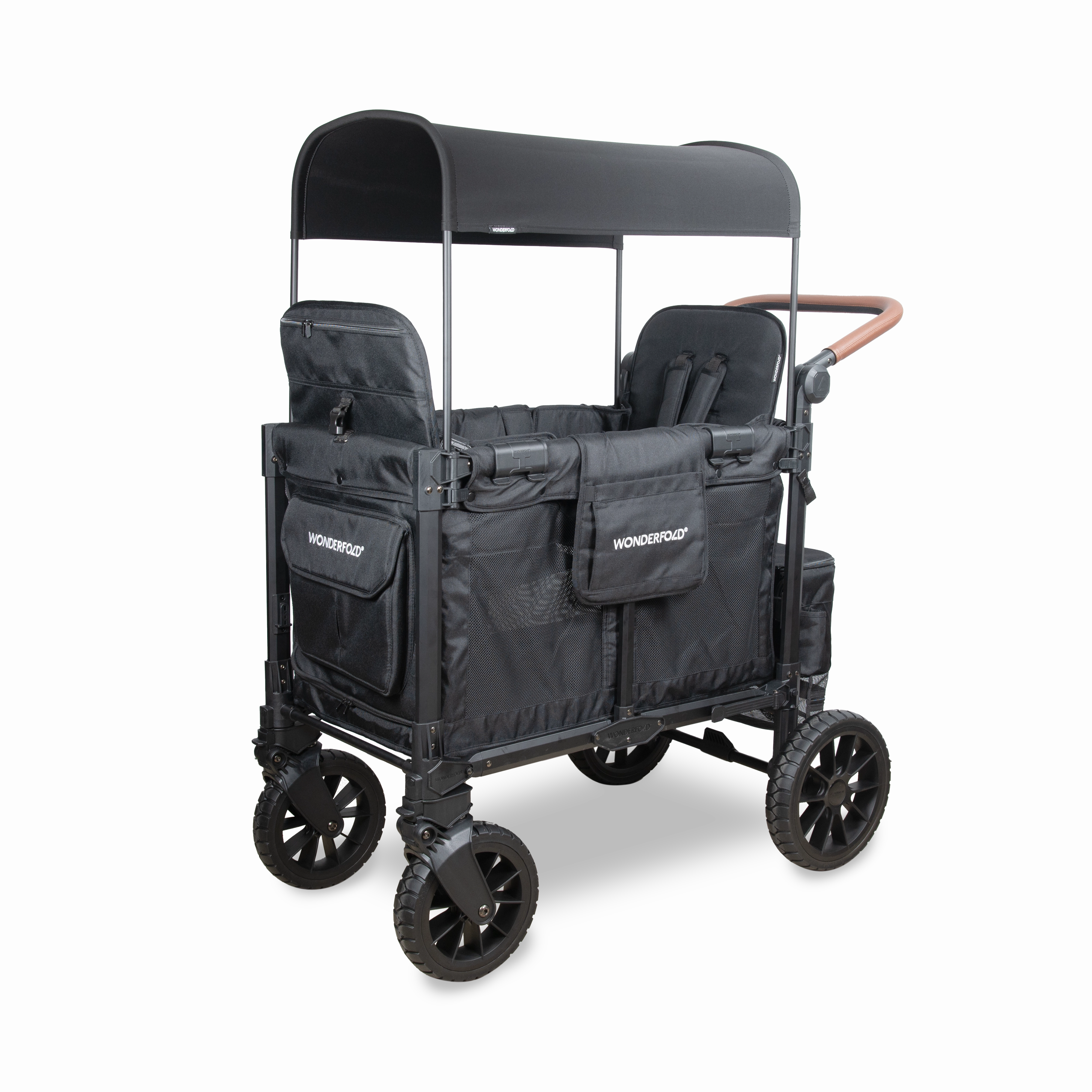 Wonderfold W2 Luxe Pro (2-Seater) Double Seater Stroller Wagon (Jet Black)