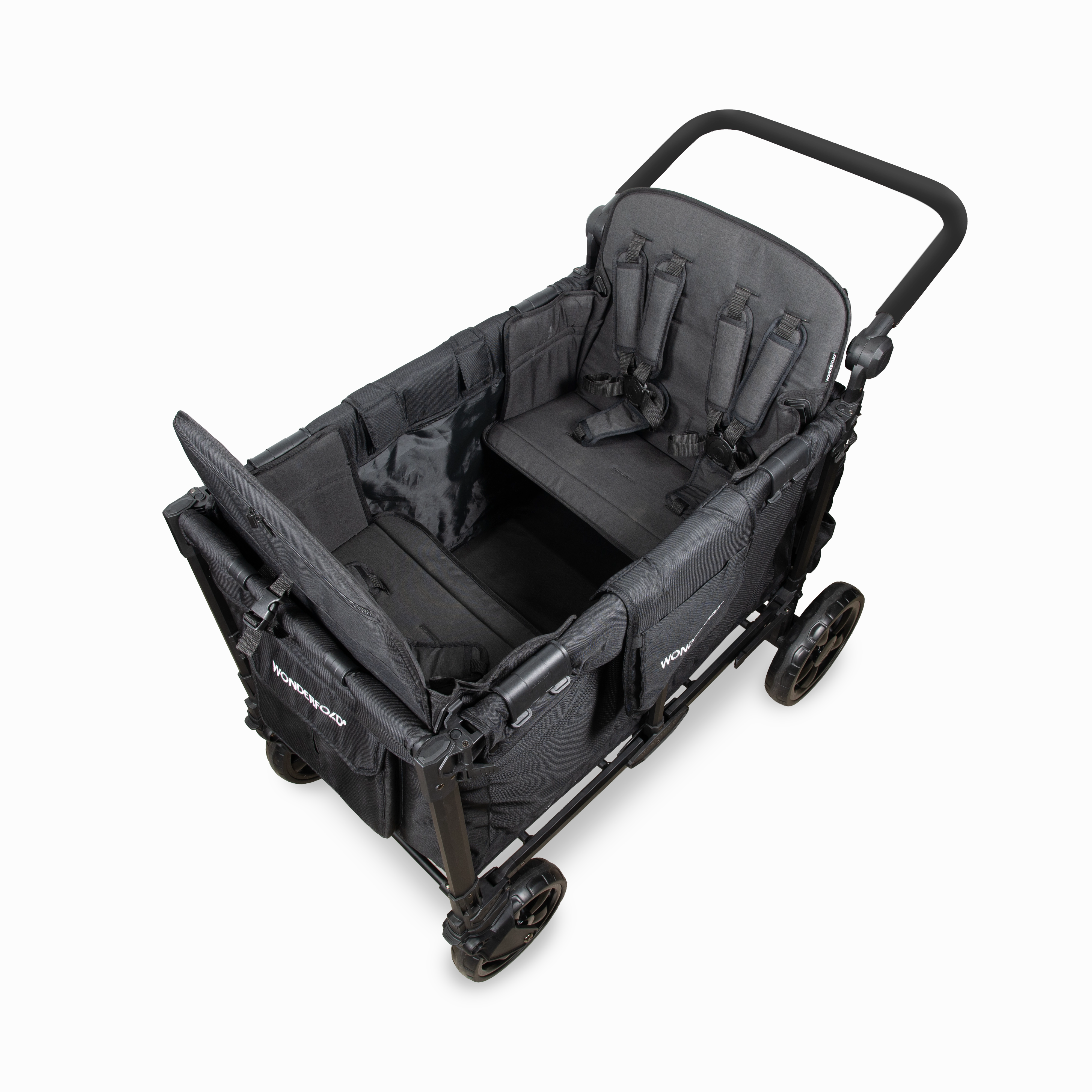 Wonderfold W4 Elite Pro (4-Seater) Double Seater Stroller Wagon (Jet Black)