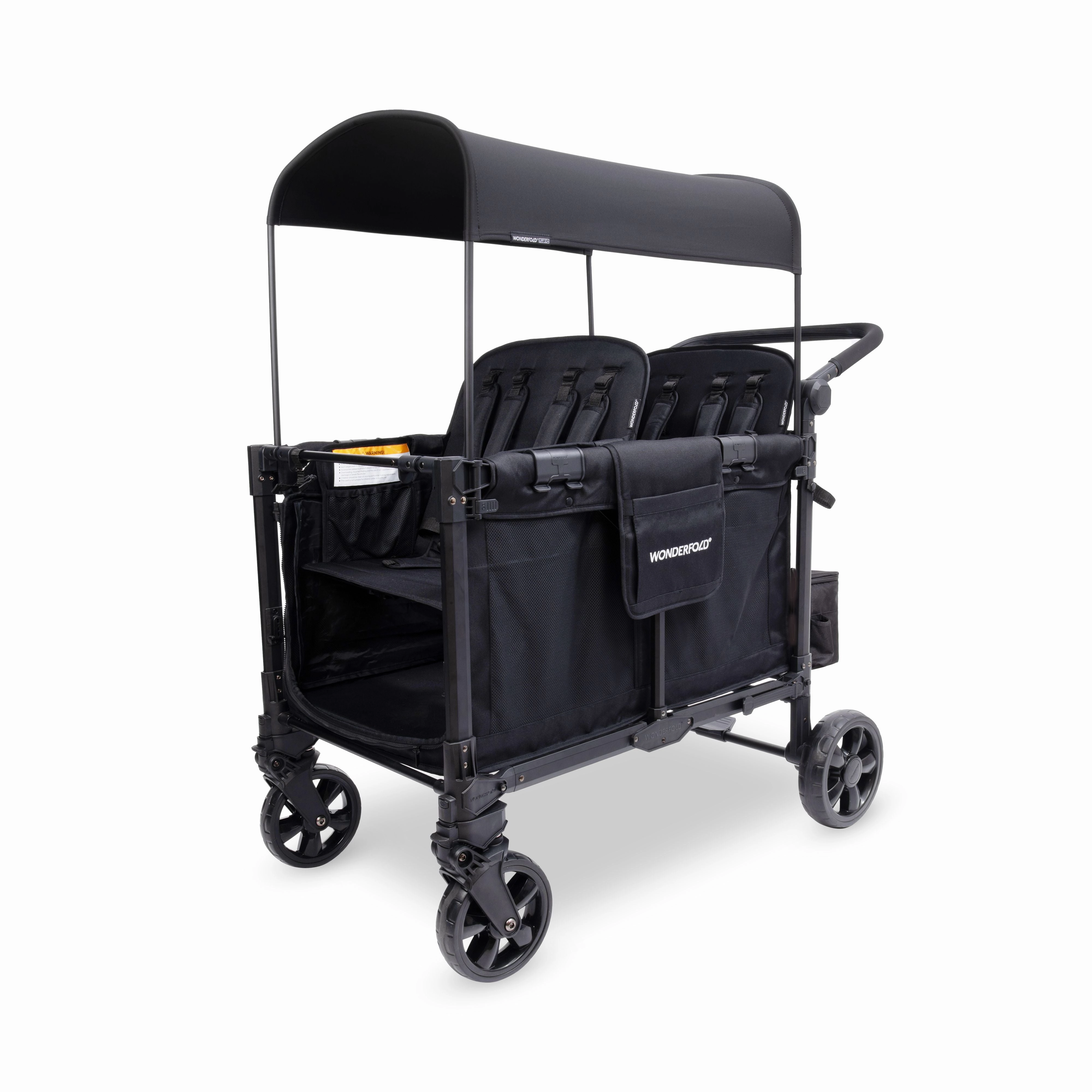Wonderfold W4 Elite Pro (4-Seater) Double Seater Stroller Wagon (Jet Black)