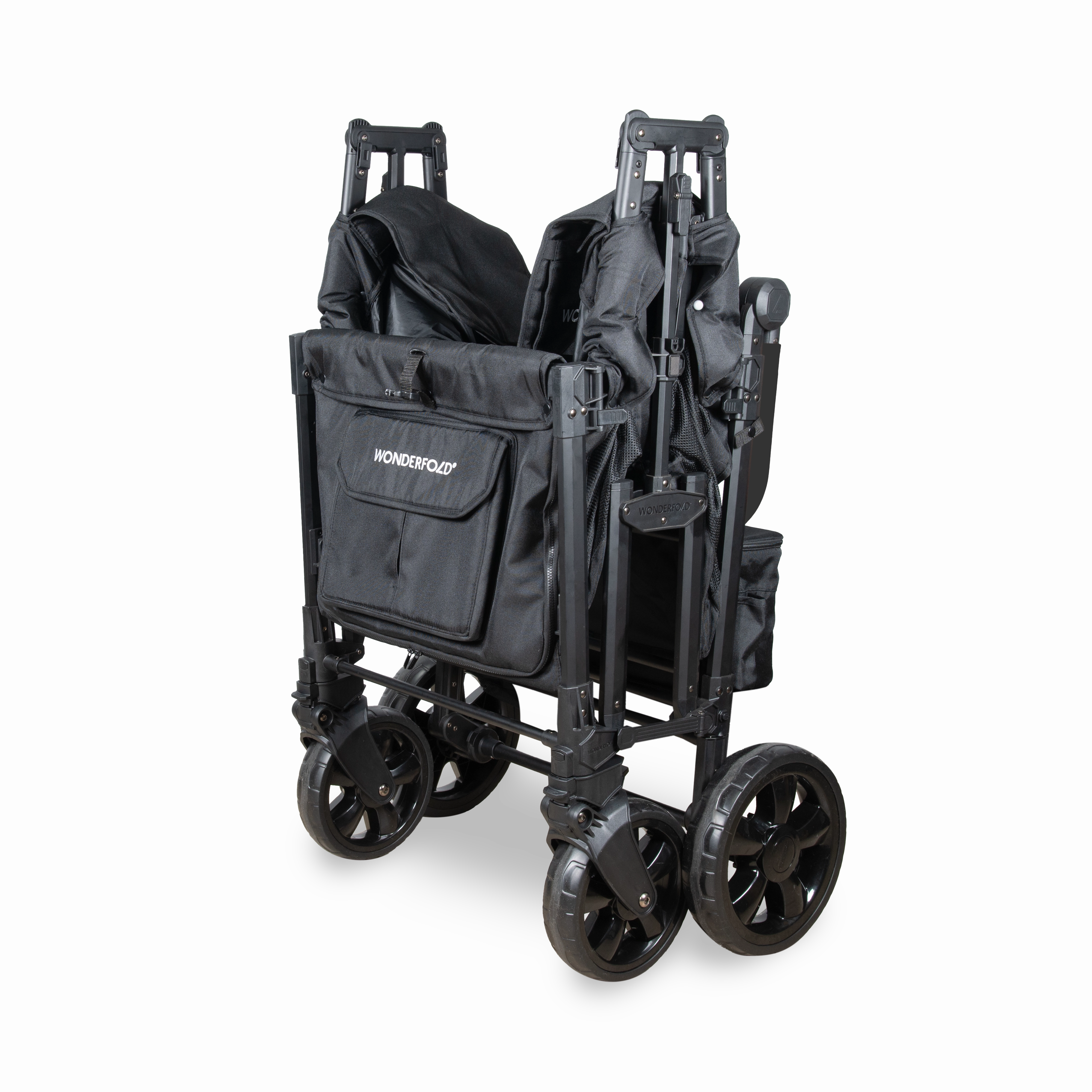 Wonderfold W4 Elite Pro (4-Seater) Double Seater Stroller Wagon (Jet Black)