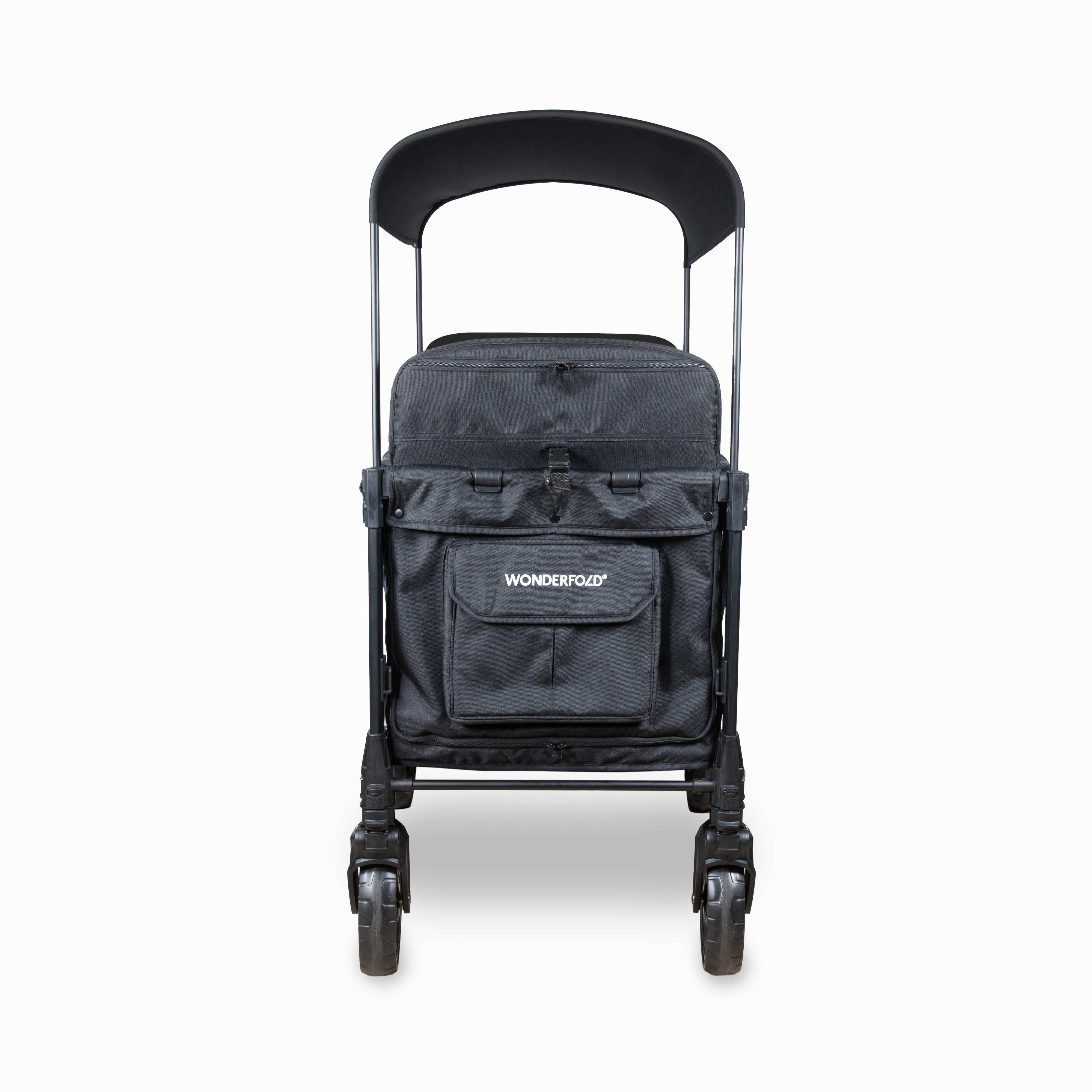 Wonderfold W4 Elite Pro (4-Seater) Double Seater Stroller Wagon (Jet Black)