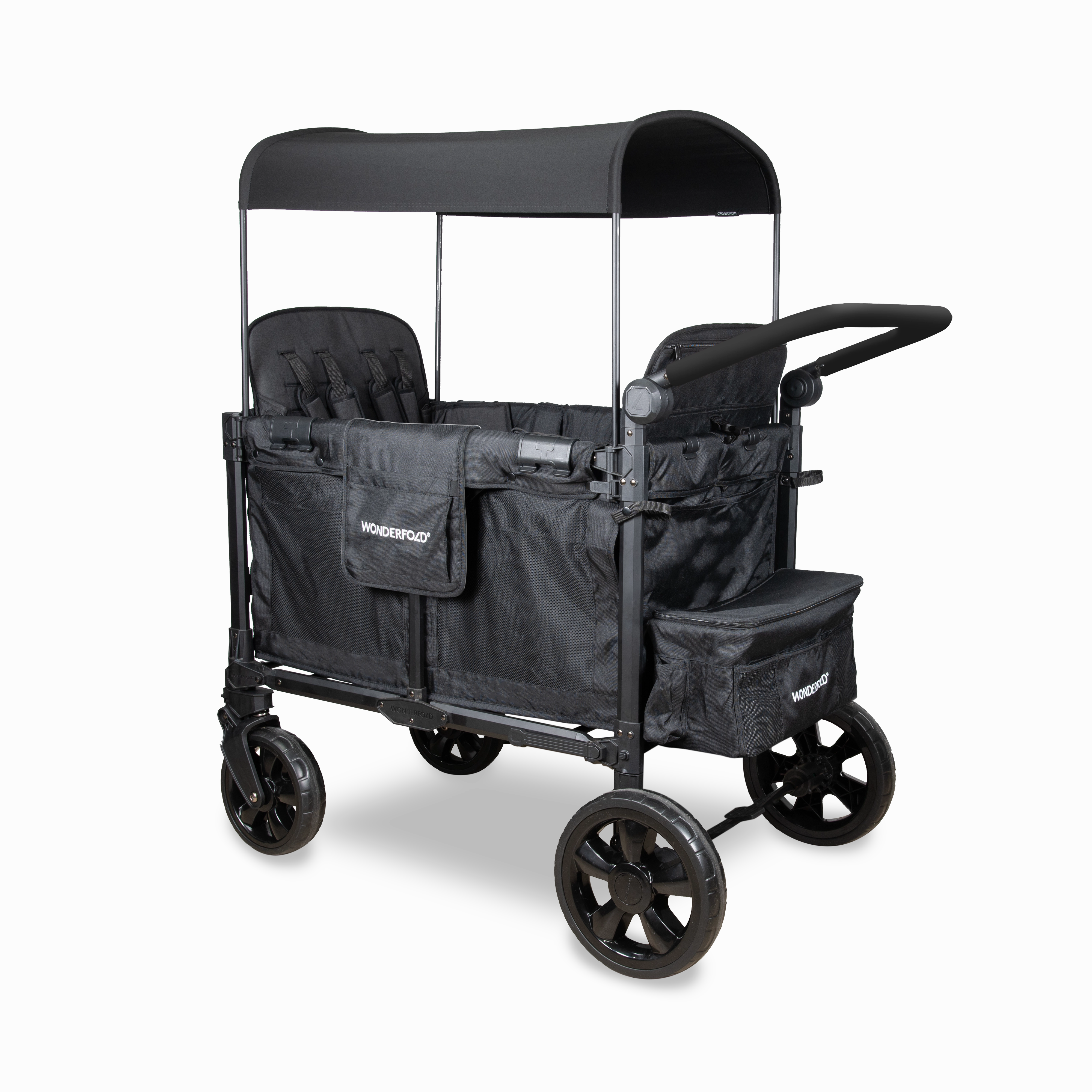 Wonderfold W4 Elite Pro (4-Seater) Double Seater Stroller Wagon (Jet Black)
