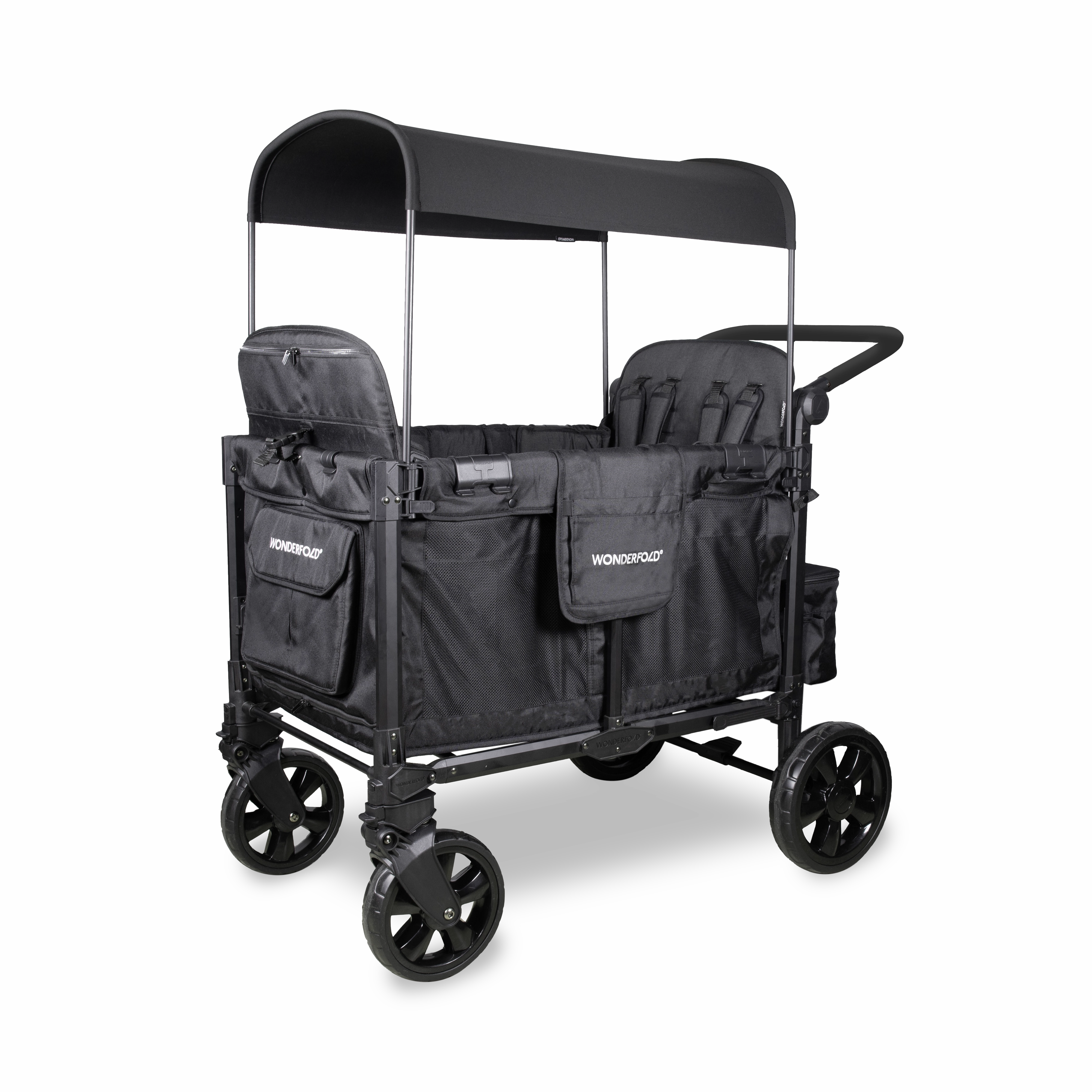 Wonderfold W4 Elite Pro (4-Seater) Double Seater Stroller Wagon (Jet Black)