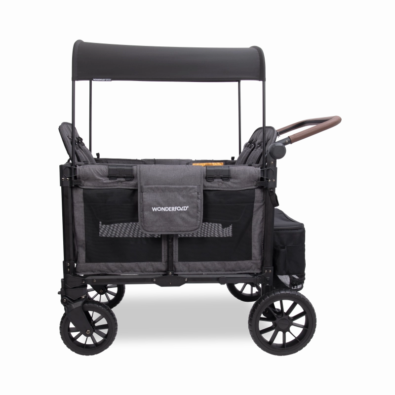 Wonderfold W4 Luxe Pro (4-Seater) Double Seater Stroller Wagon (Charcoal Gray)