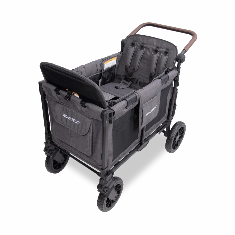 Wonderfold W4 Luxe Pro (4-Seater) Double Seater Stroller Wagon (Charcoal Gray)