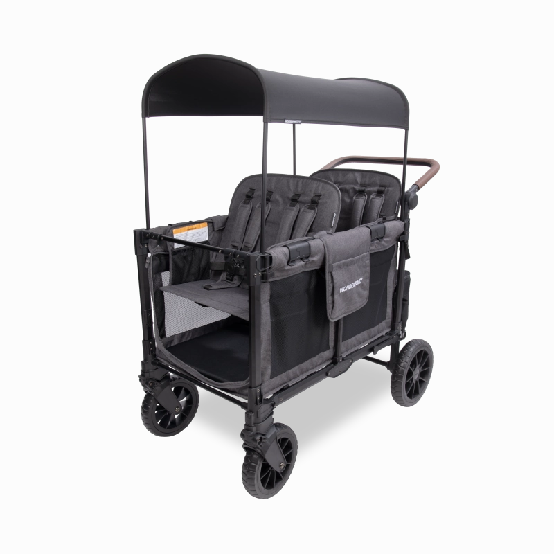 Wonderfold W4 Luxe Pro (4-Seater) Double Seater Stroller Wagon (Charcoal Gray)
