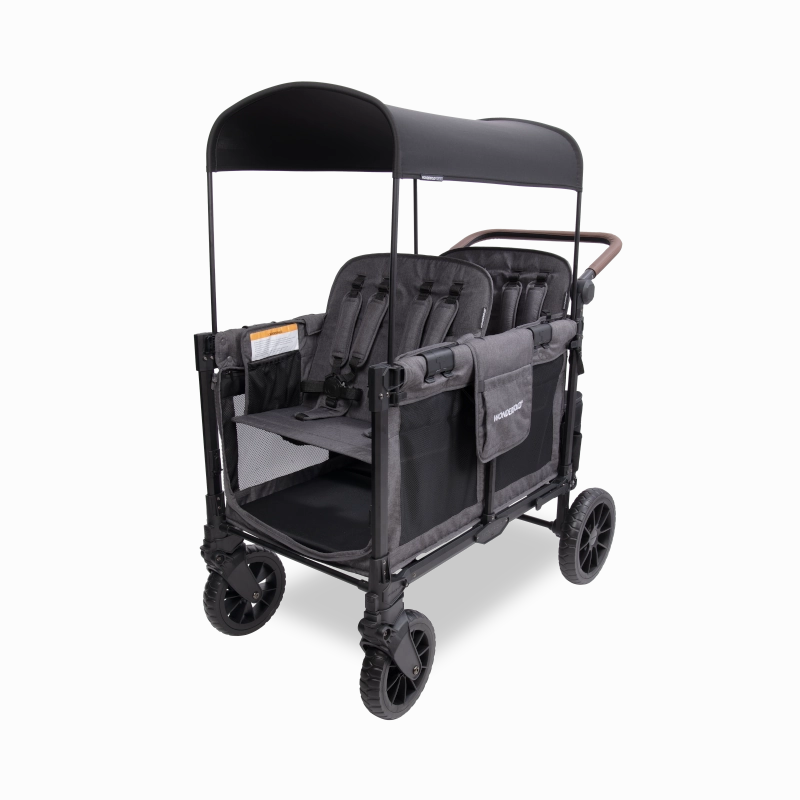 Wonderfold W4 Luxe Pro (4-Seater) Double Seater Stroller Wagon (Charcoal Gray)