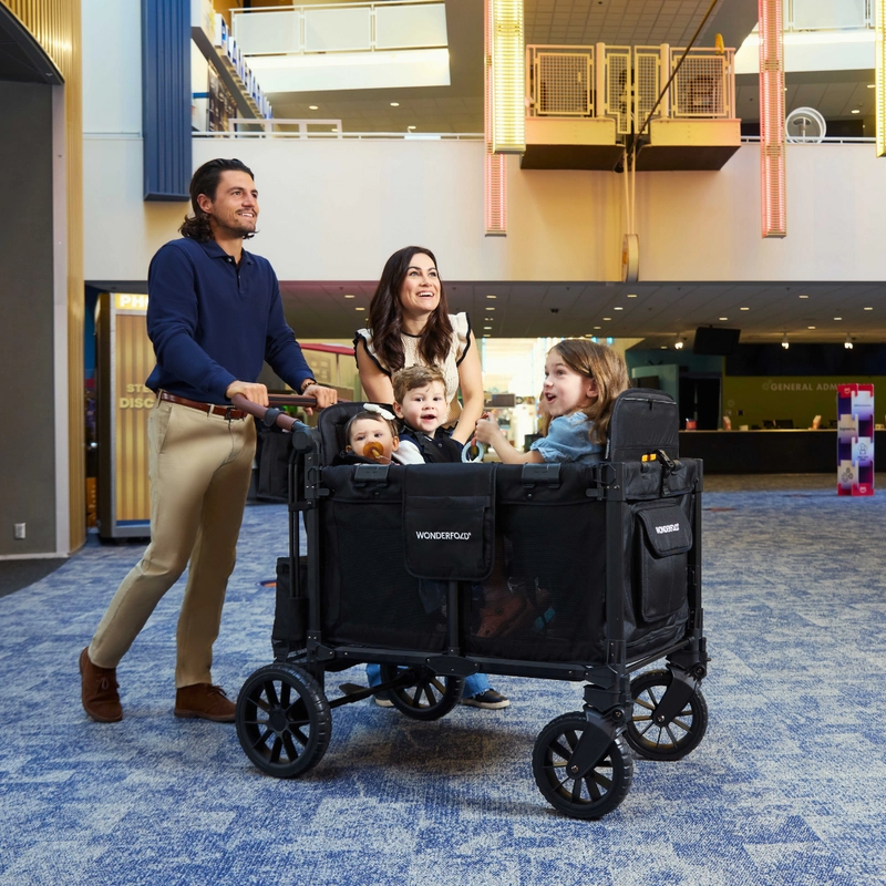 Wonderfold W4 Luxe Pro (4-Seater) Double Seater Stroller Wagon (Charcoal Gray)