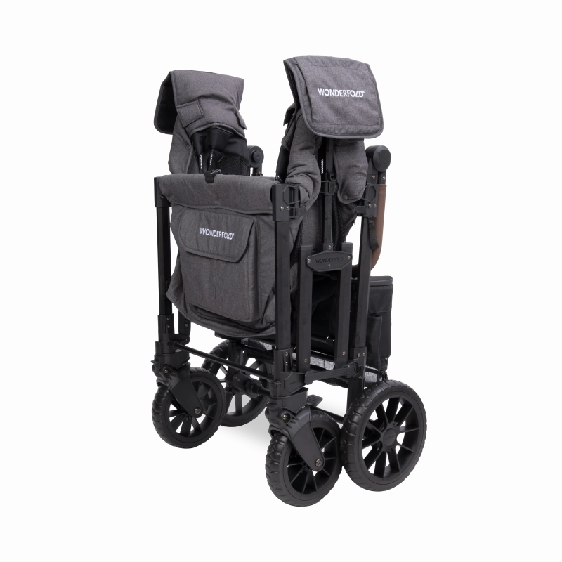 Wonderfold W4 Luxe Pro (4-Seater) Double Seater Stroller Wagon (Charcoal Gray)
