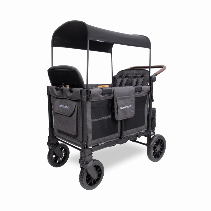 Wonderfold W4 Luxe Pro (4-Seater) Double Seater Stroller Wagon (Charcoal Gray)