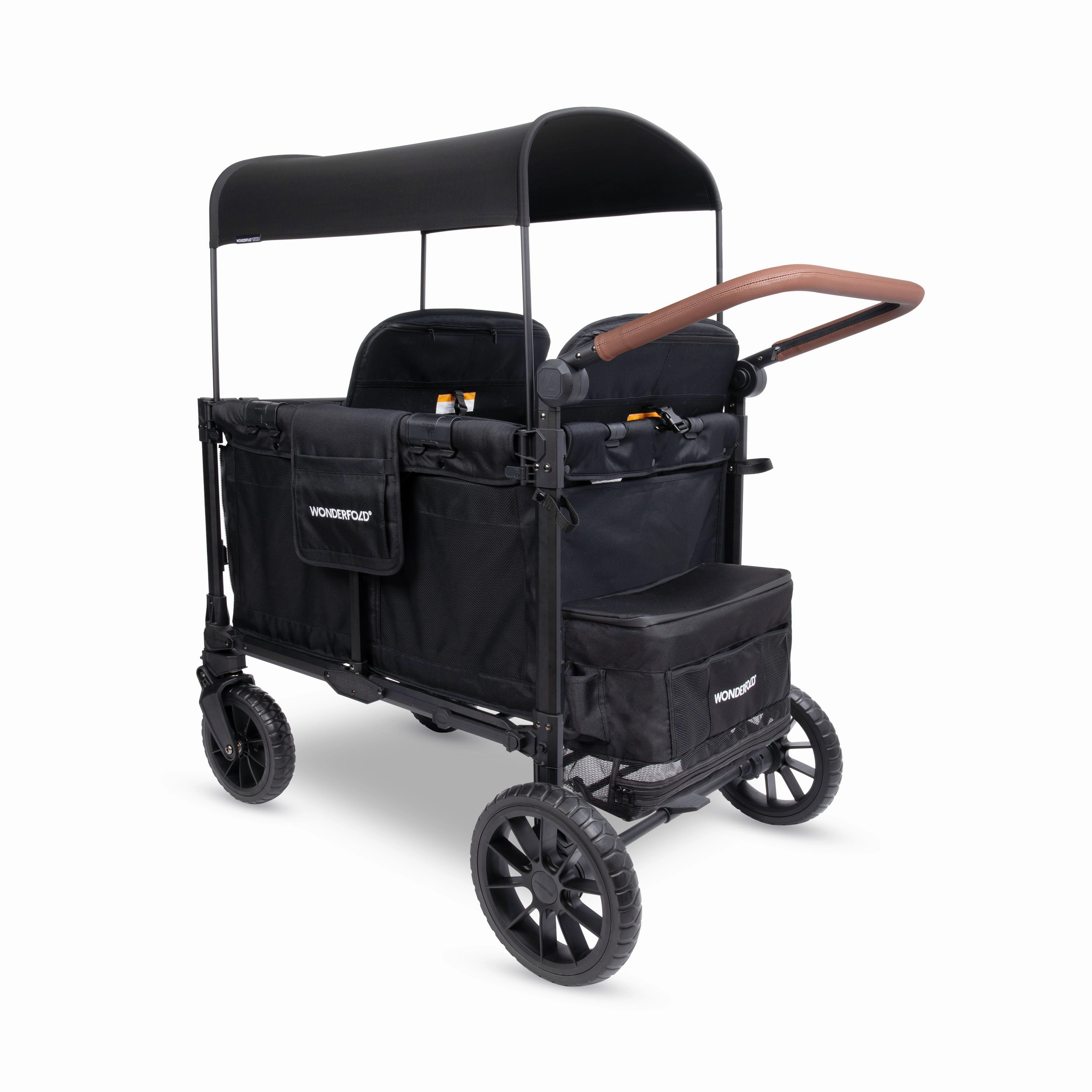 Wonderfold W4 Luxe Pro (4-Seater) Double Seater Stroller Wagon (Jet Black)