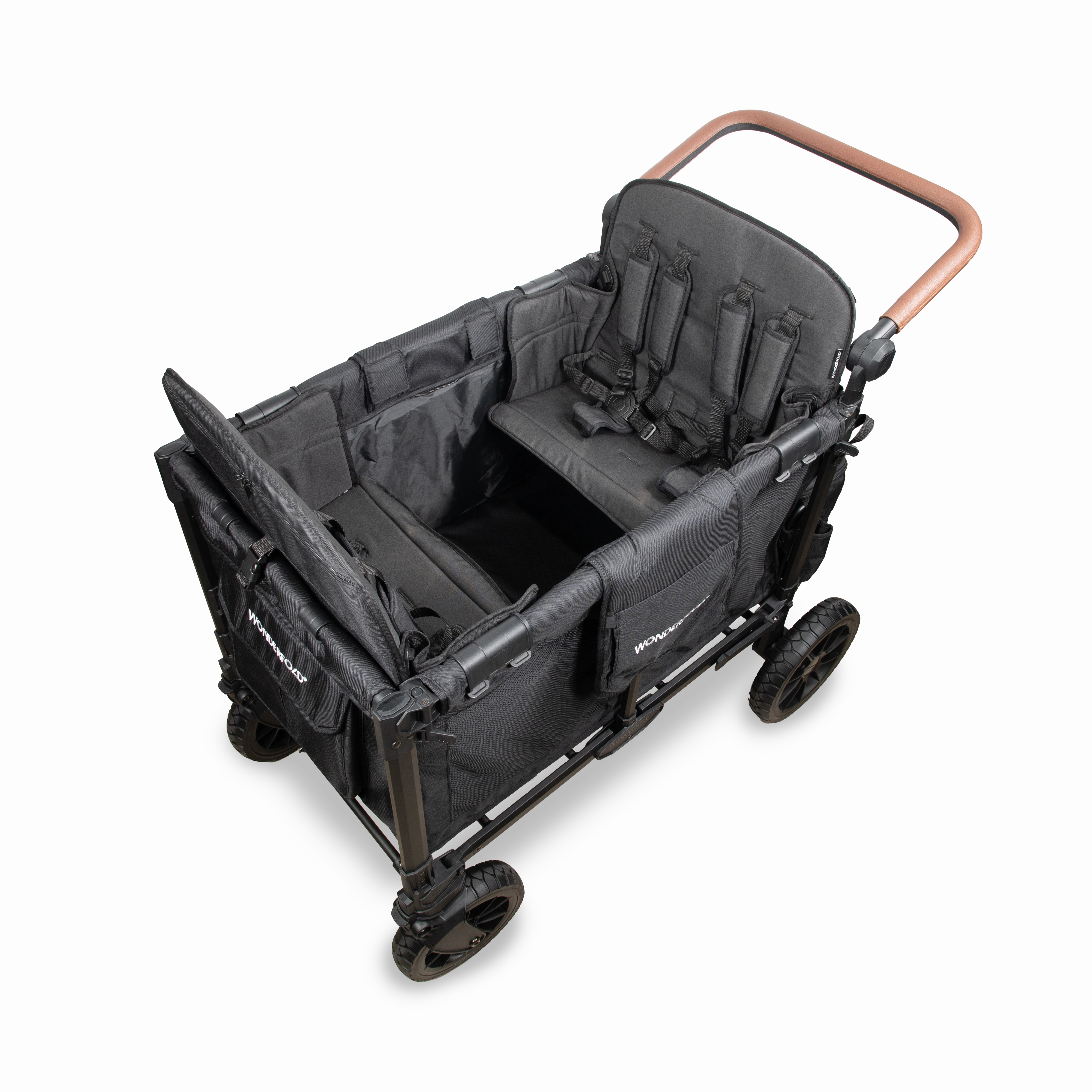 Wonderfold W4 Luxe Pro (4-Seater) Double Seater Stroller Wagon (Jet Black)