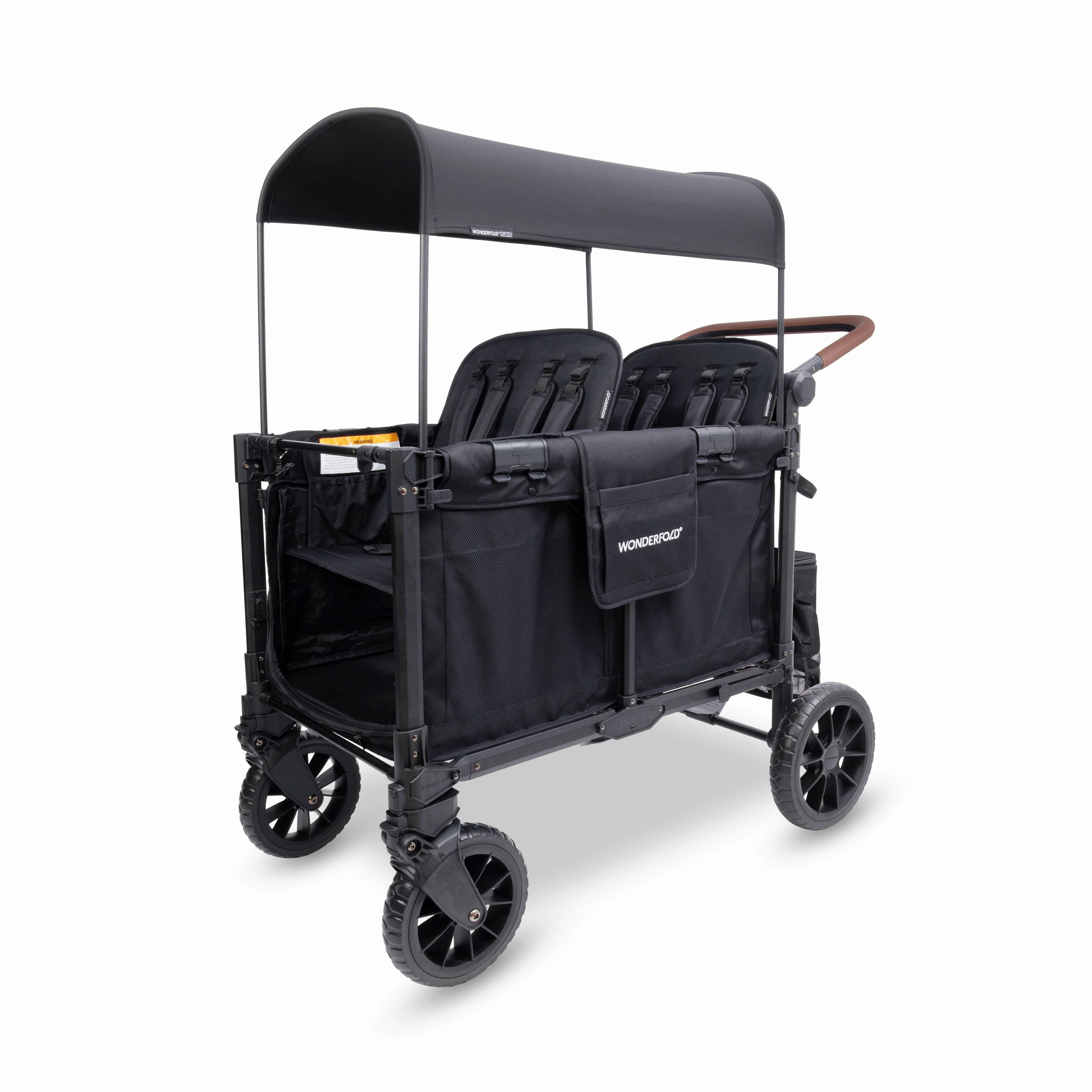 Wonderfold W4 Luxe Pro (4-Seater) Double Seater Stroller Wagon (Jet Black)