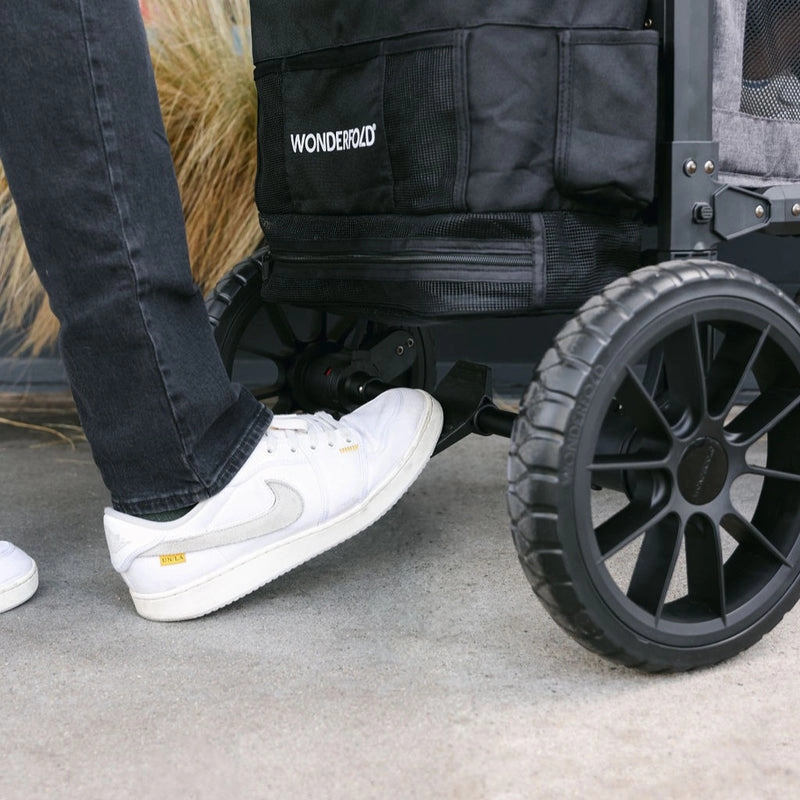 Wonderfold W4 Luxe Pro (4-Seater) Double Seater Stroller Wagon (Jet Black)