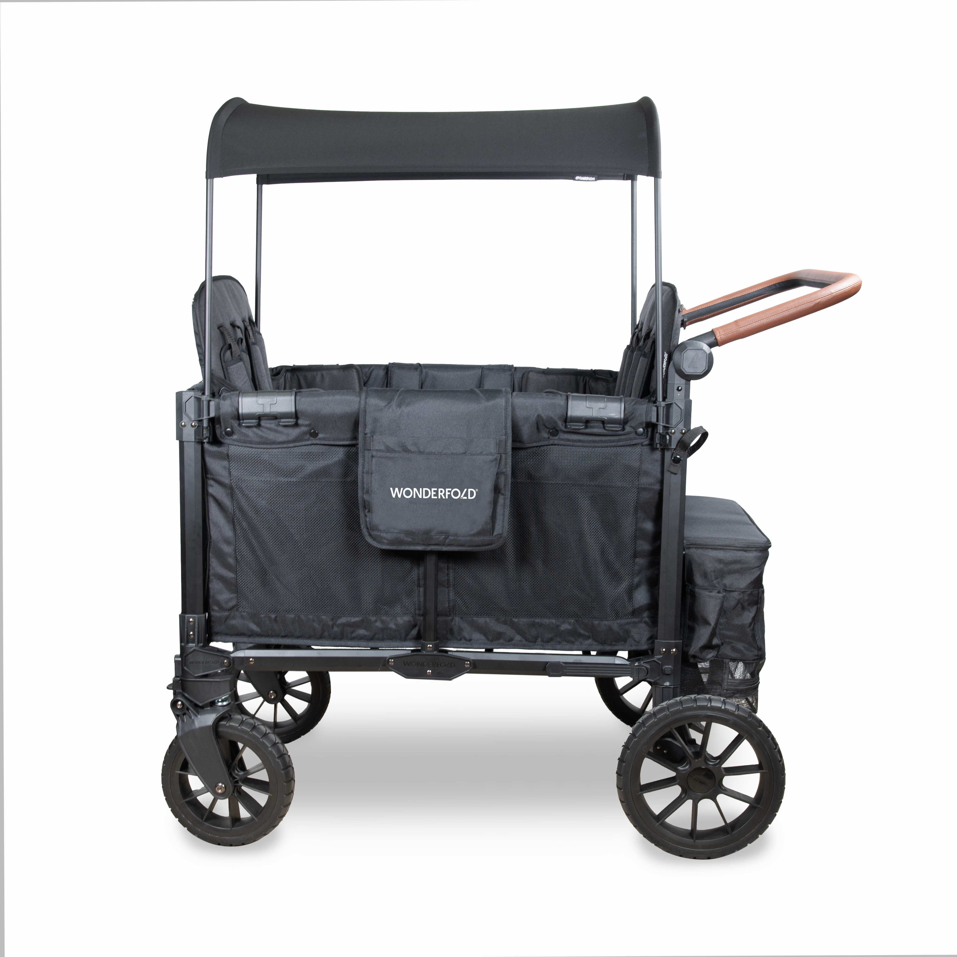 Wonderfold W4 Luxe Pro (4-Seater) Double Seater Stroller Wagon (Jet Black)