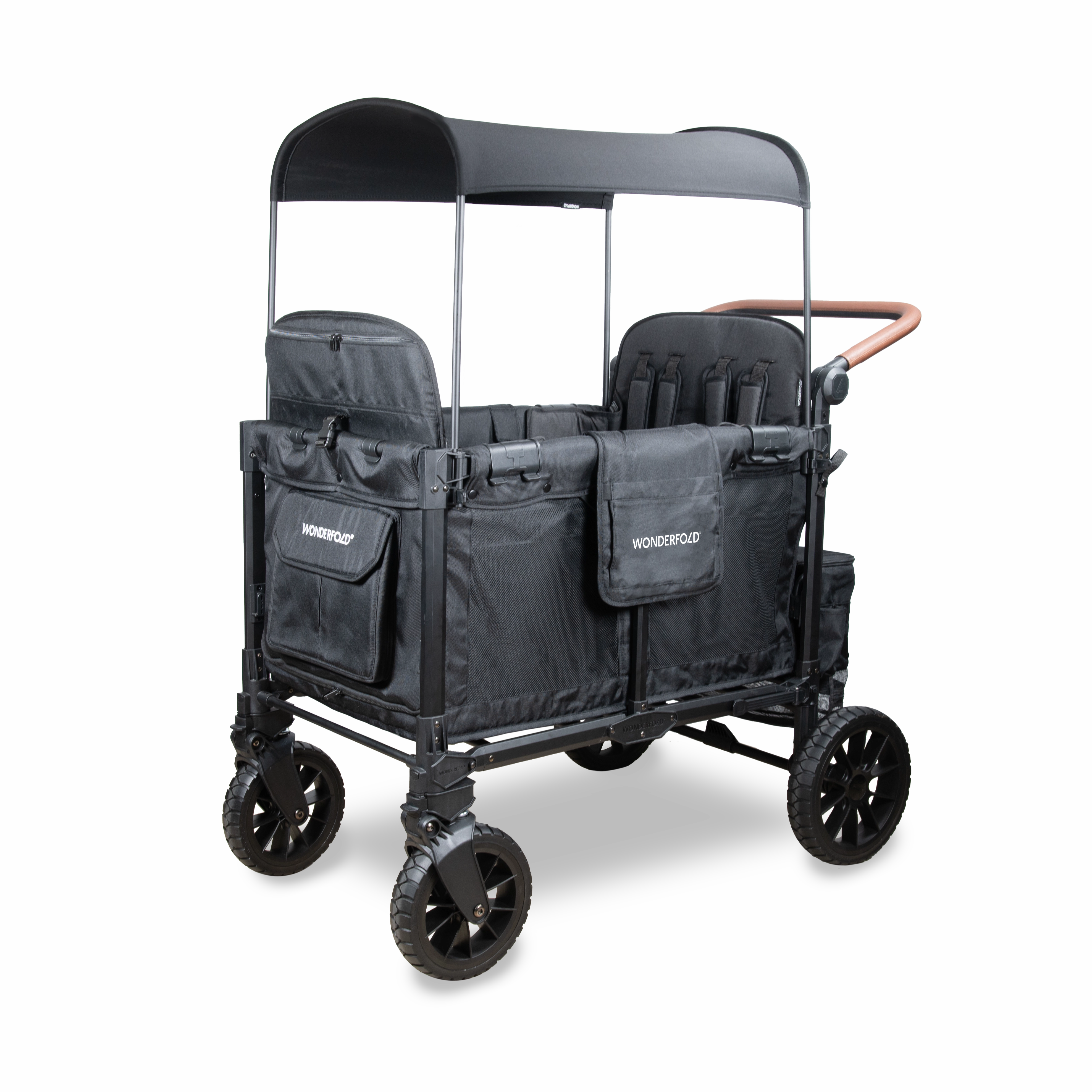 Wonderfold W4 Luxe Pro (4-Seater) Double Seater Stroller Wagon (Jet Black)