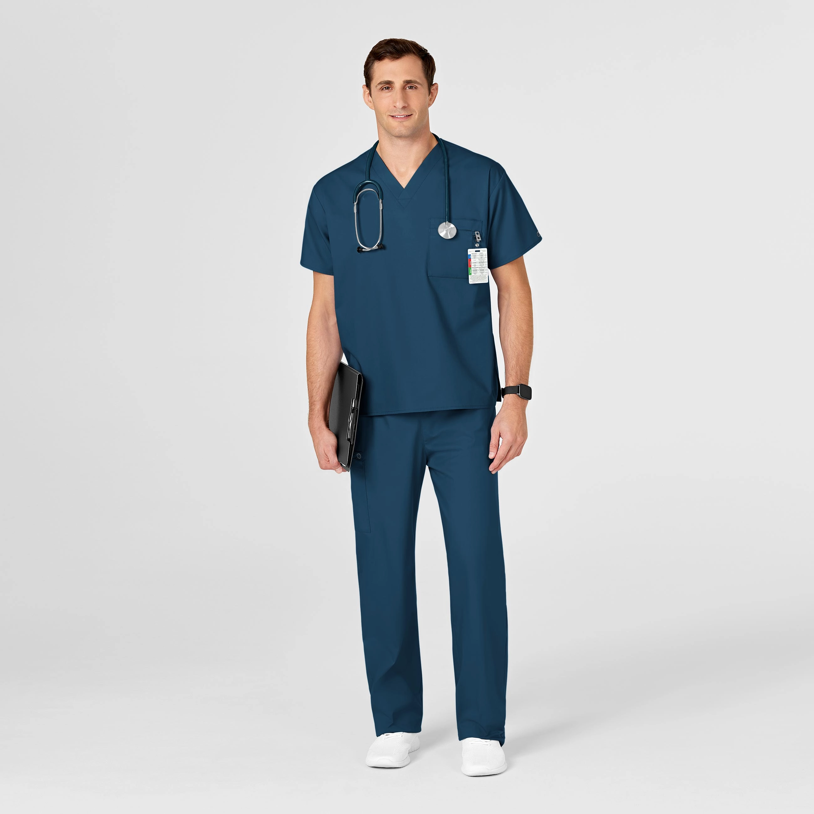 WonderWORK Unisex V-Neck Scrub Top - Caribbean